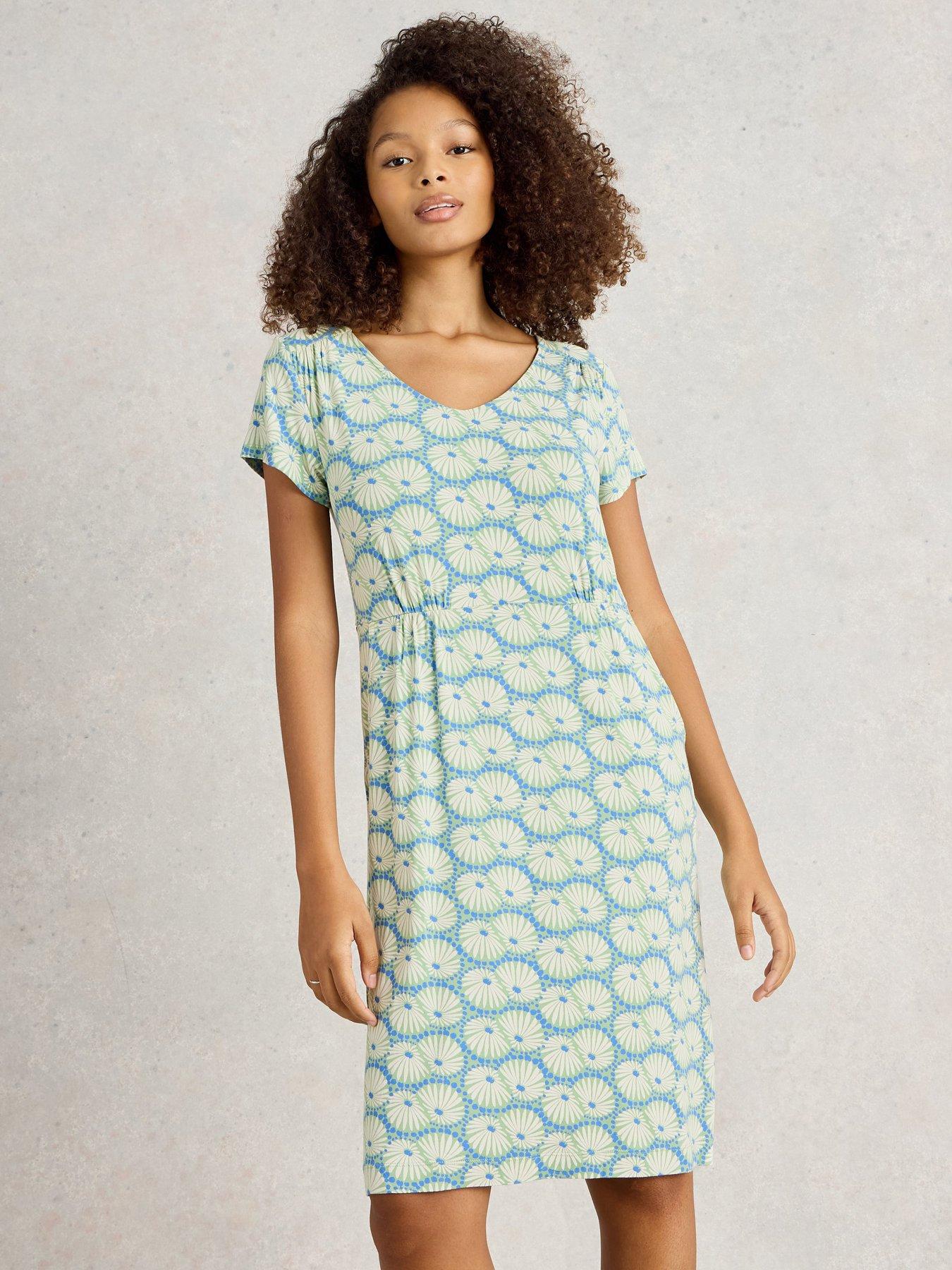 undefined Tallie Jersey Dress - Green/Blue Clamshell