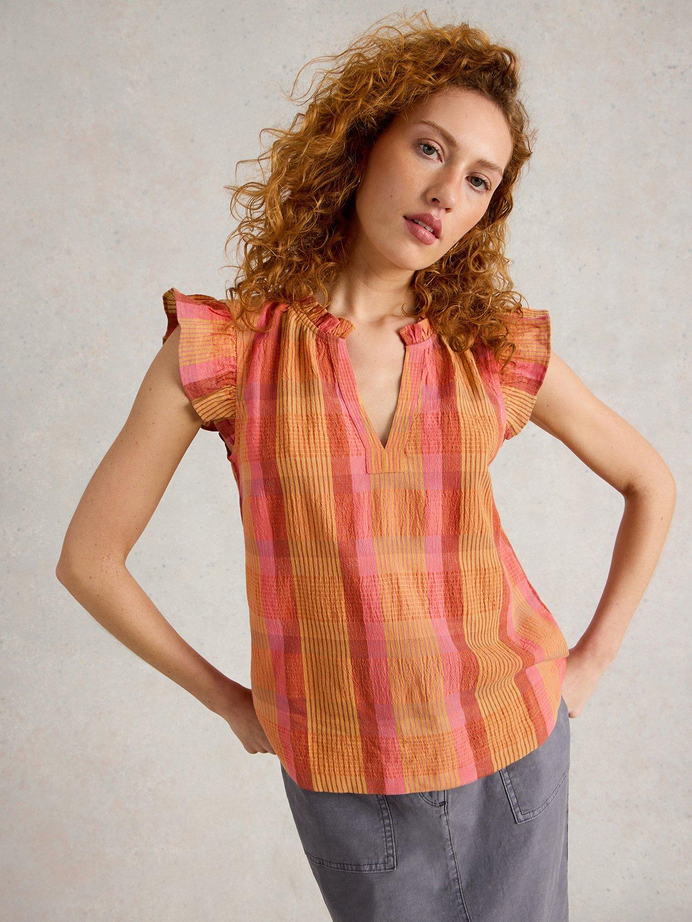 undefined Rosie Check Cotton Vest - Pink