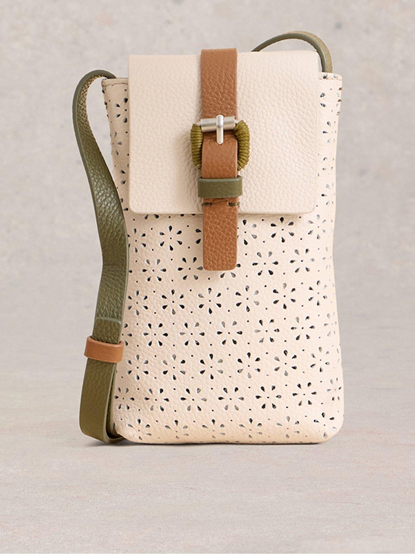 undefined Clara Buckle Leather Phone Bag - White