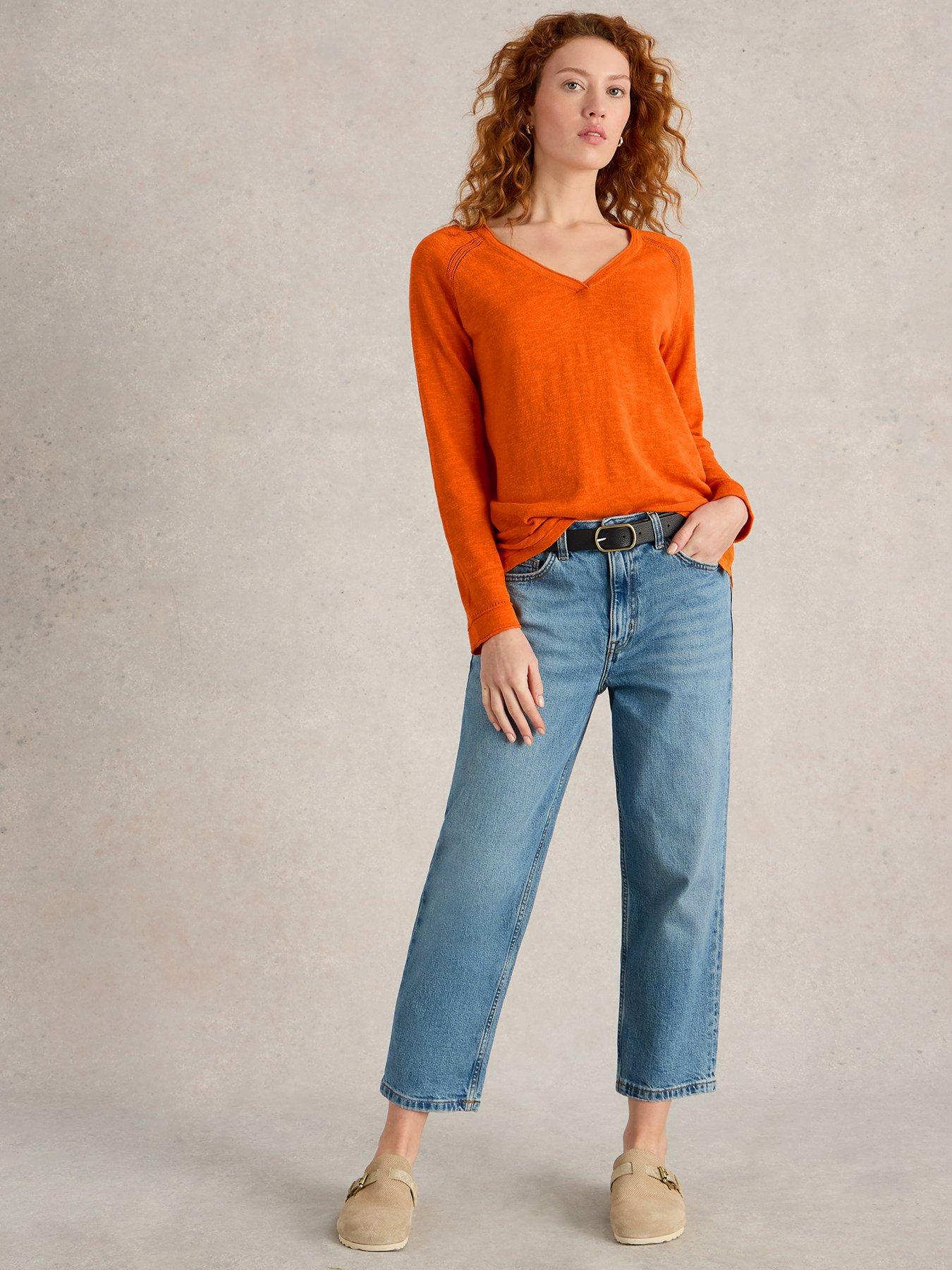  image of white-stuff-naria-linen-blend-jumper-orange