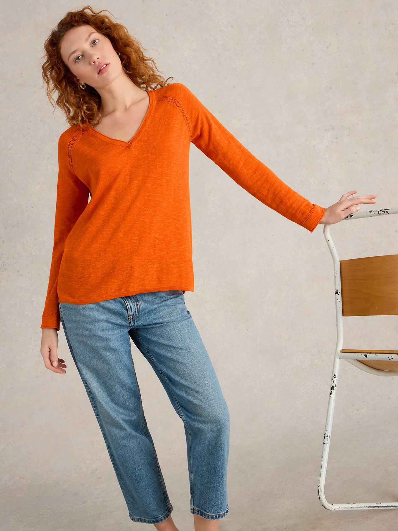  image of white-stuff-naria-linen-blend-jumper-orange
