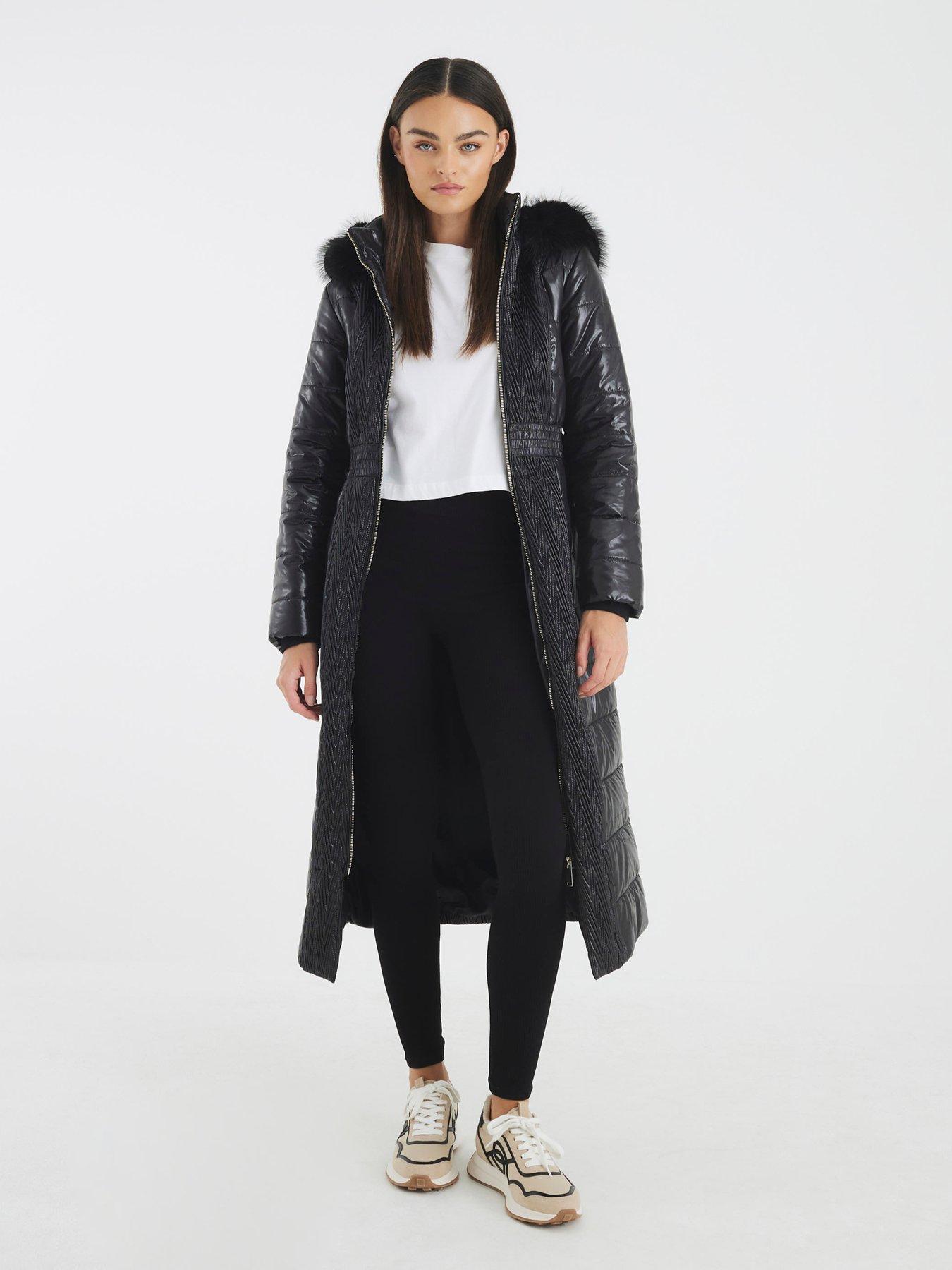 Image 1 of 4 of River Island Slim Padded Jacket - Black