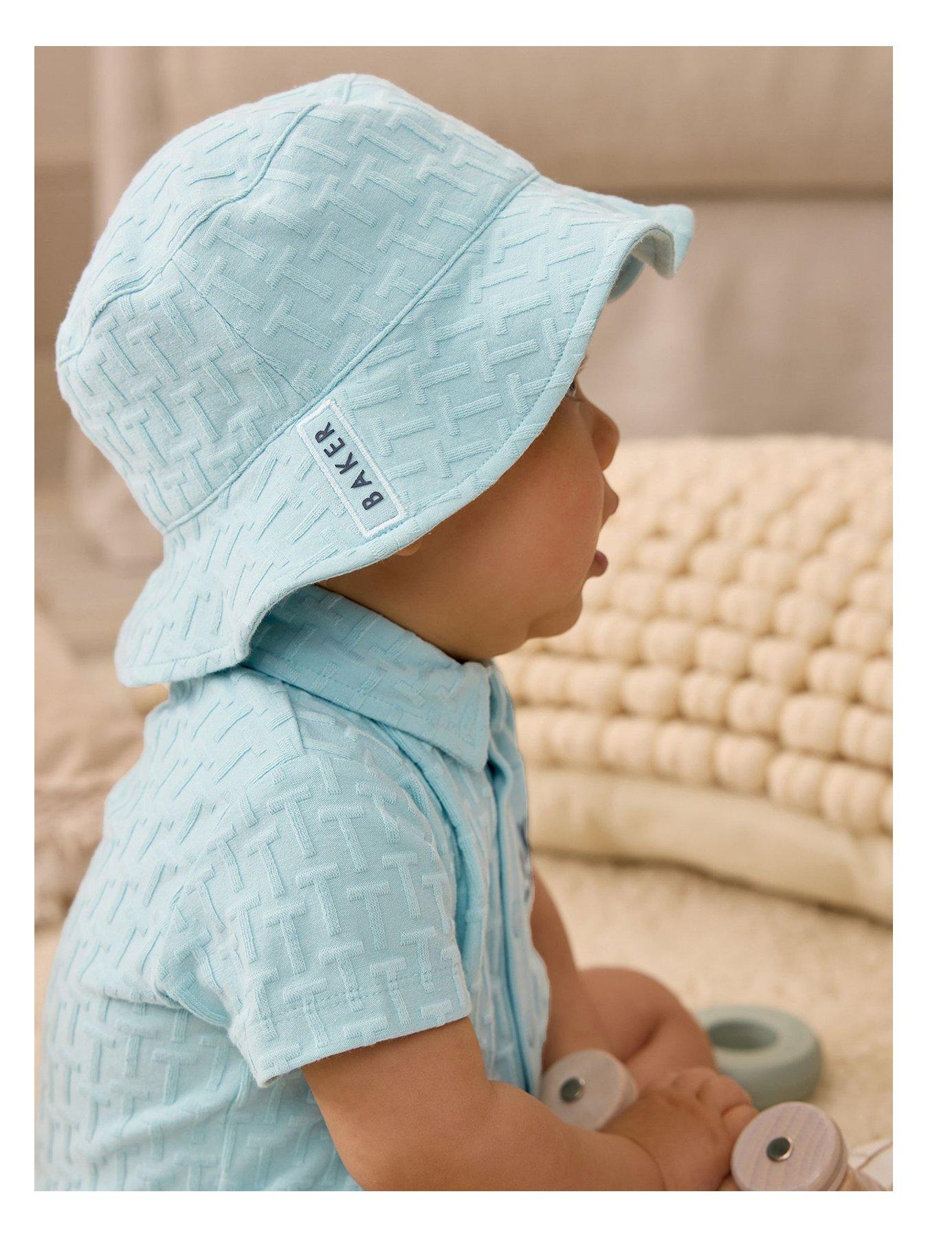  image of ted-baker-baby-romper-amp-hat-blue