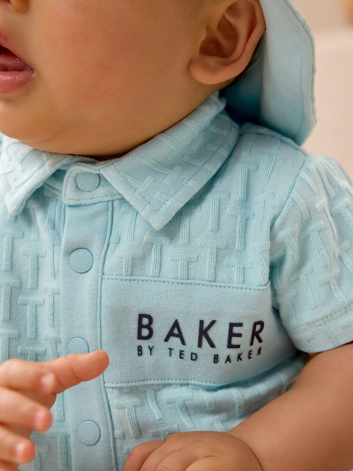 image of ted-baker-baby-romper-amp-hat-blue