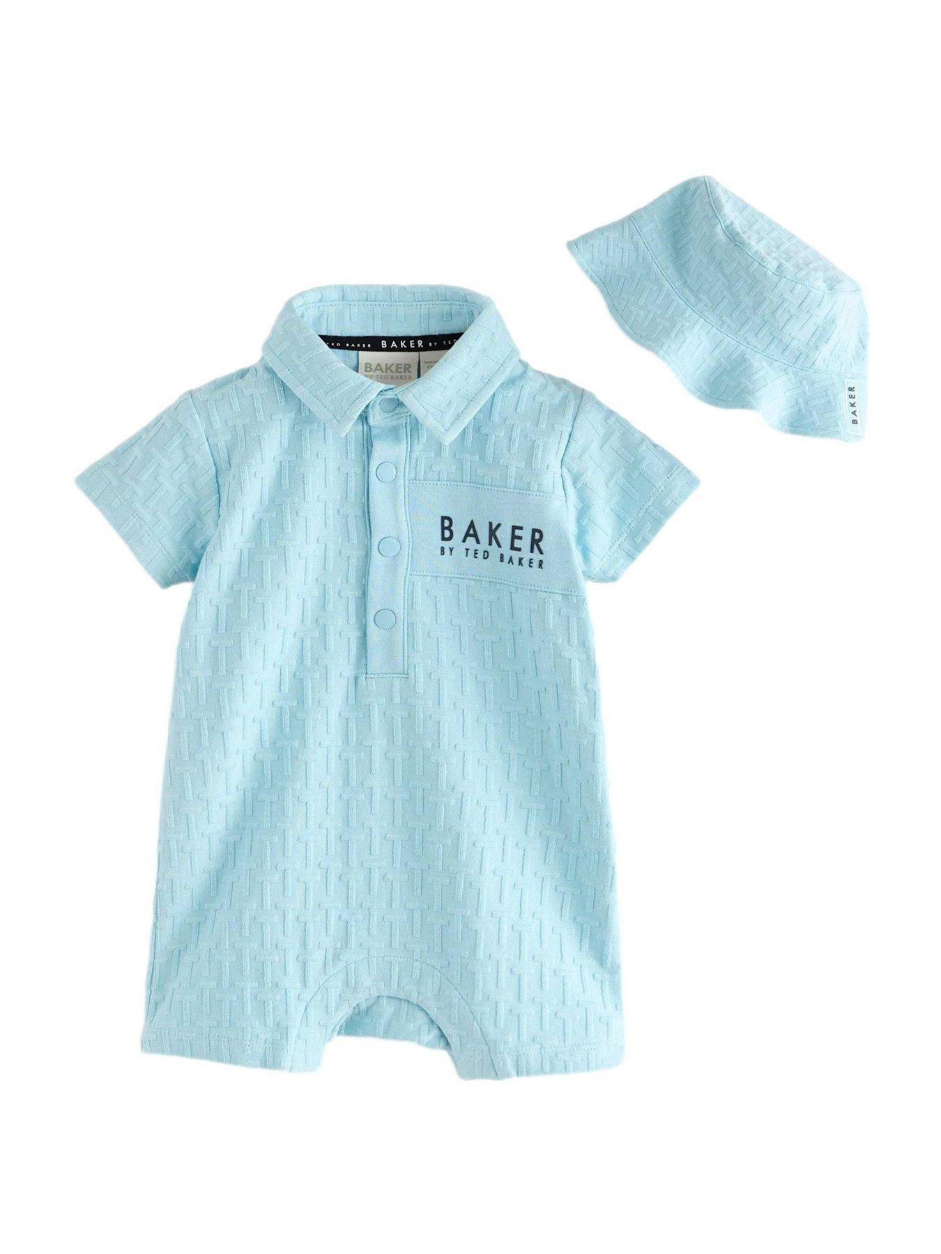  image of ted-baker-baby-romper-amp-hat-blue