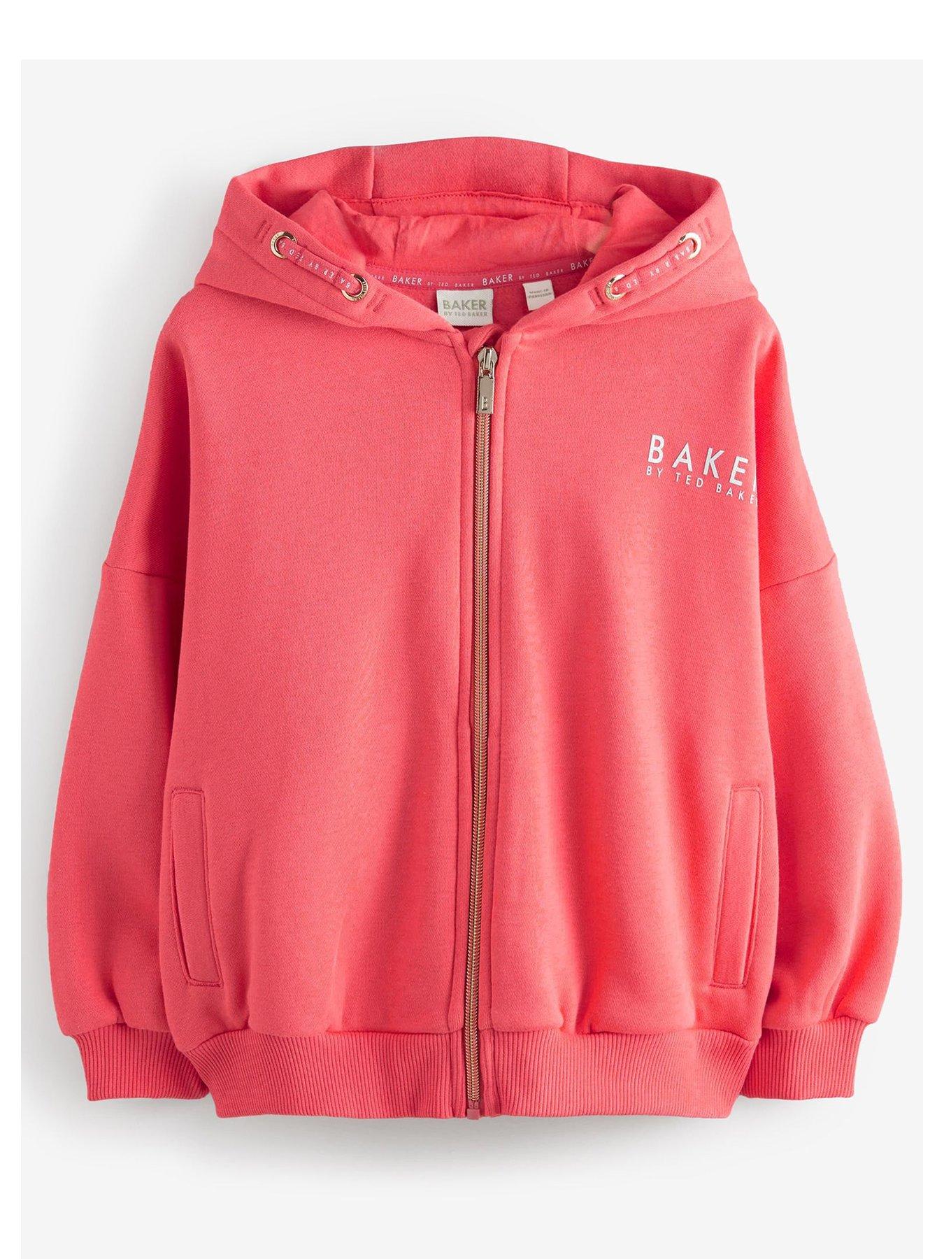 front image of ted-baker-zip-up-hoodie-pink