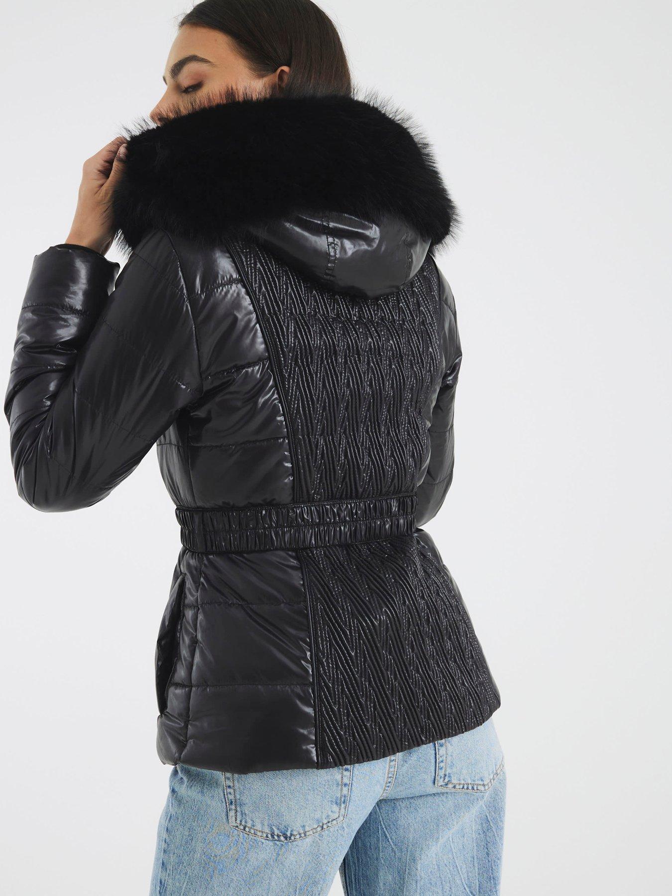 Image 2 of 4 of River Island Hooded Padded Jacket - Black