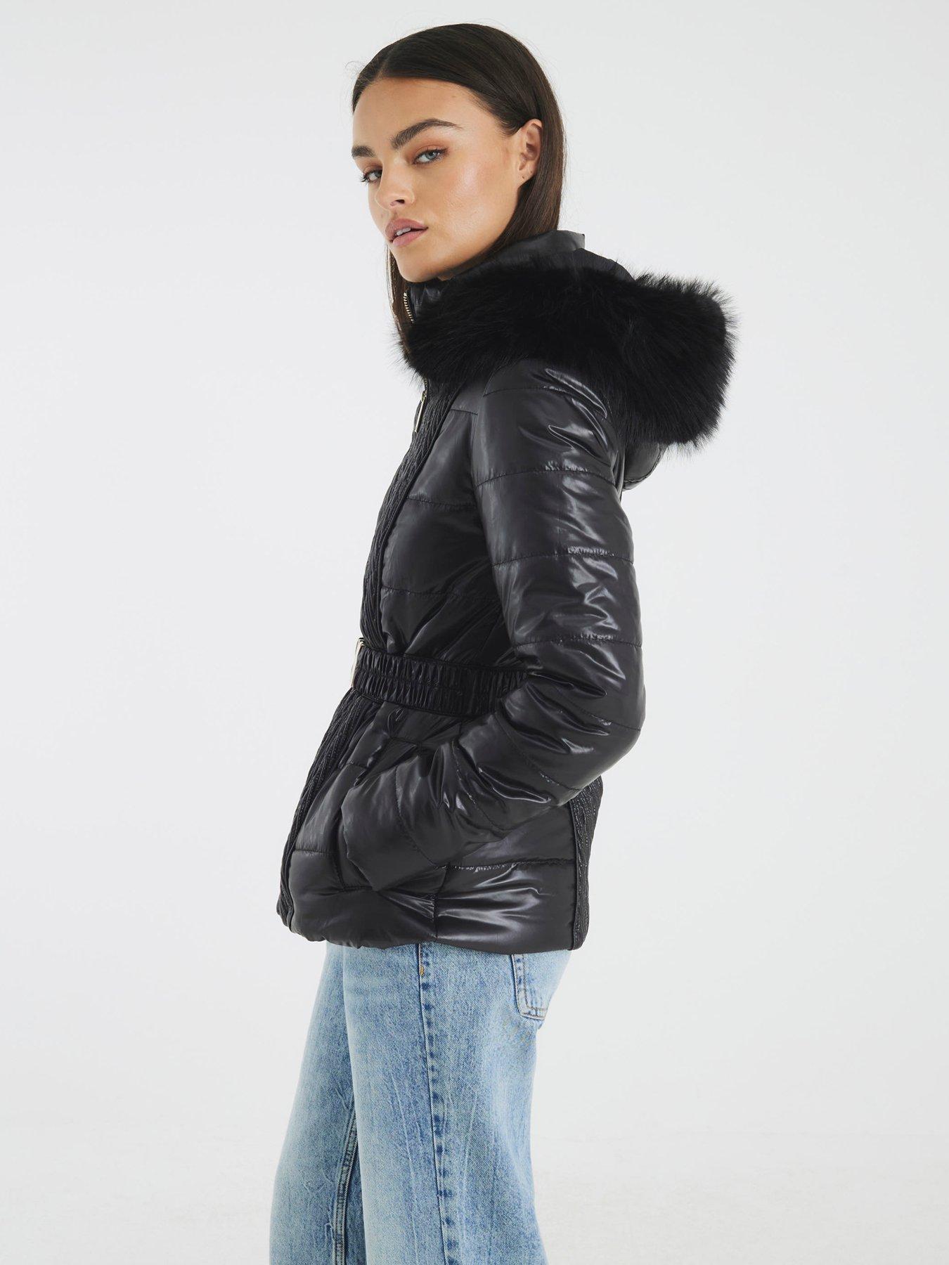 Image 3 of 4 of River Island Hooded Padded Jacket - Black