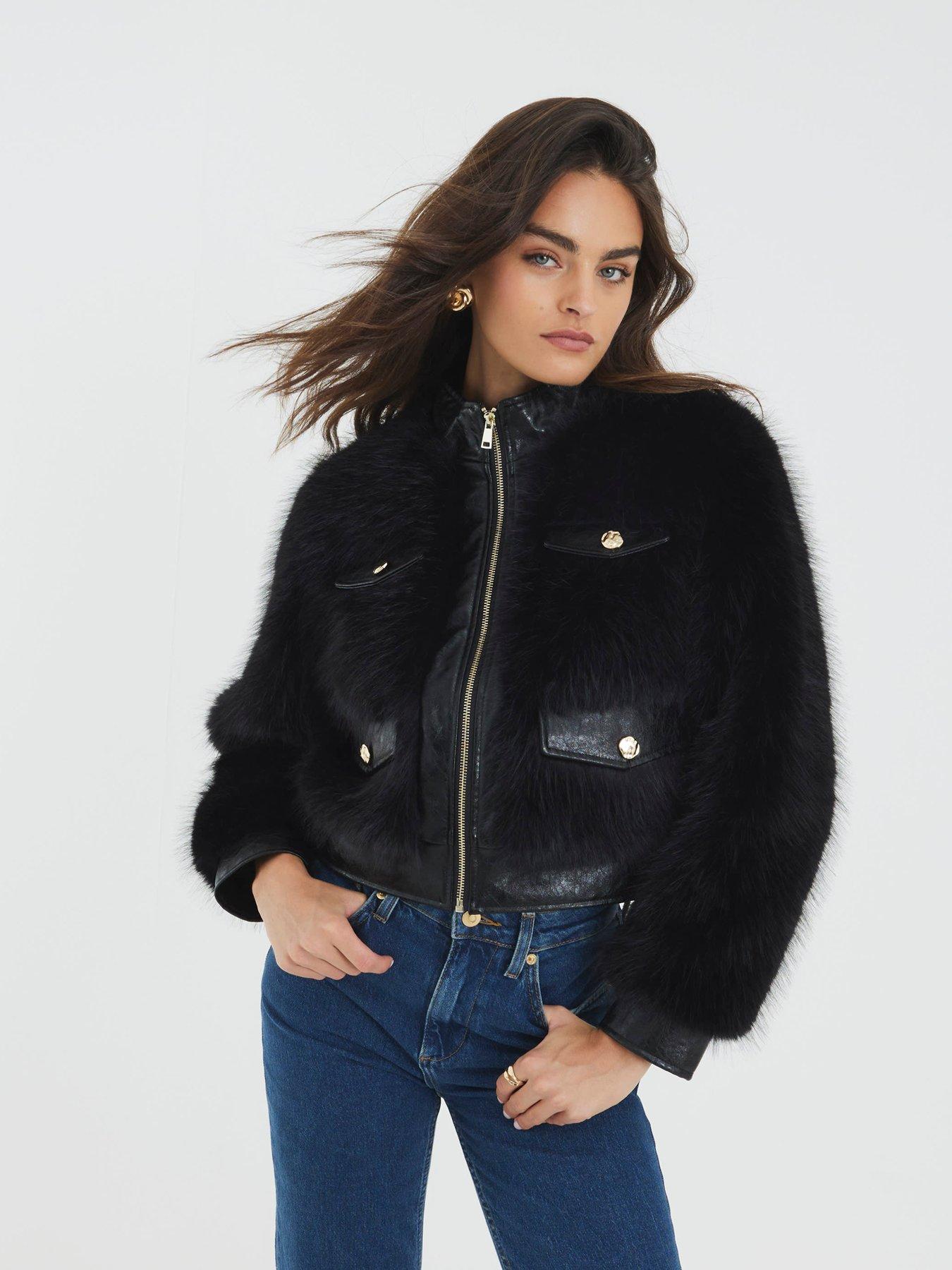 Image 3 of 4 of River Island Plush Trophy Jacket - Black