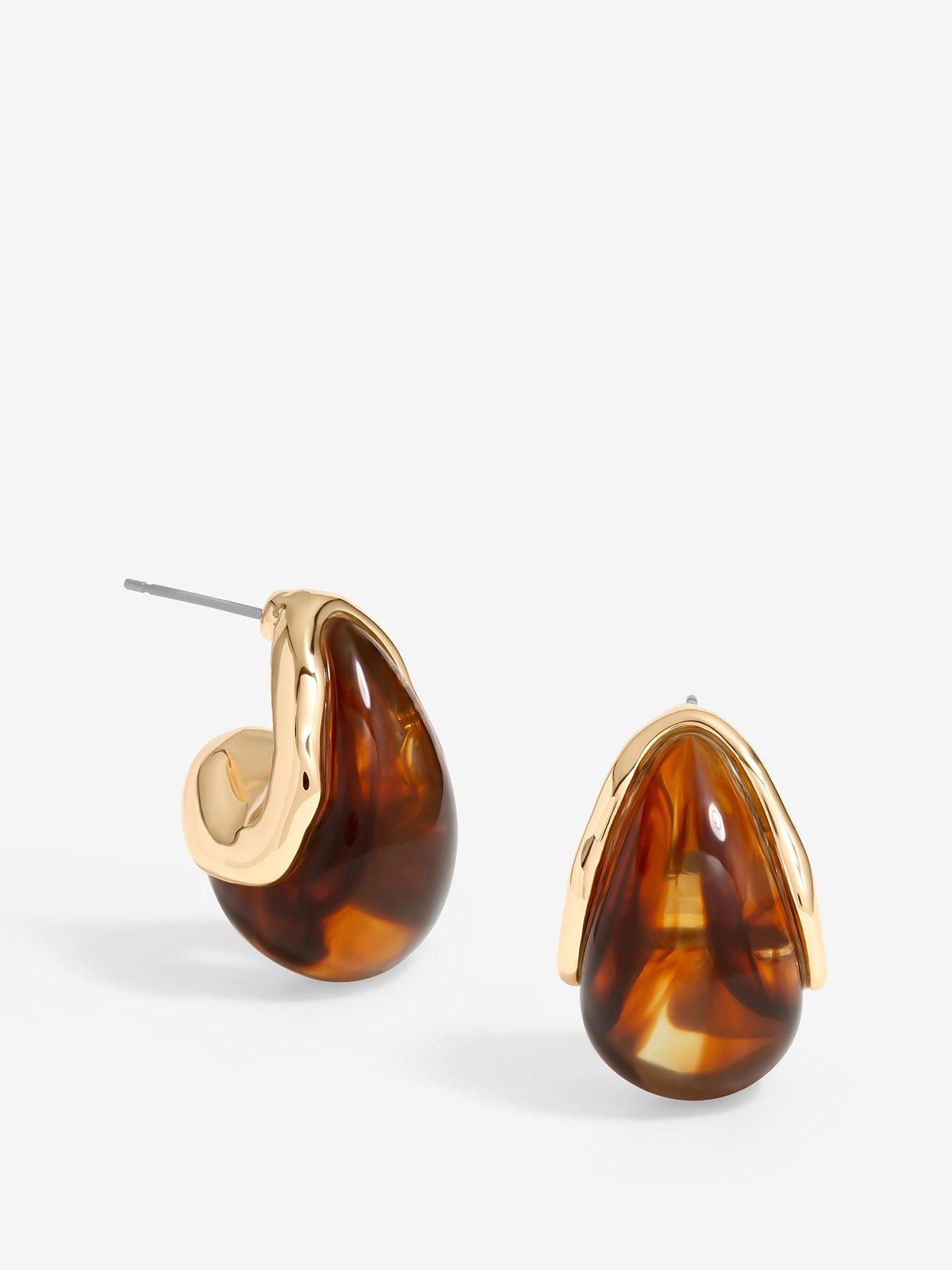 mood-gold-tort-resin-dome-hoop-earrings