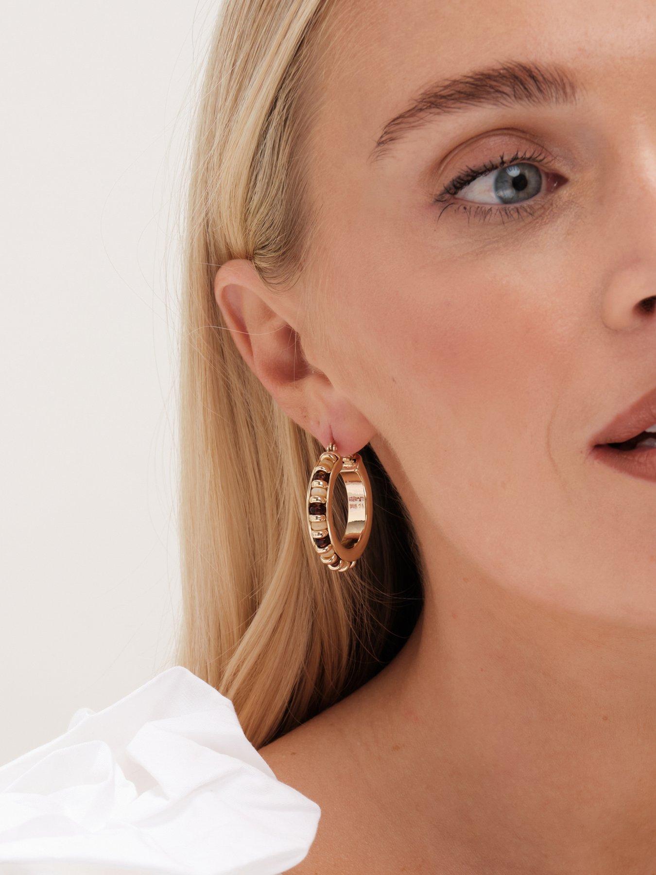  image of mood-gold-neutral-bead-hoop-earrings