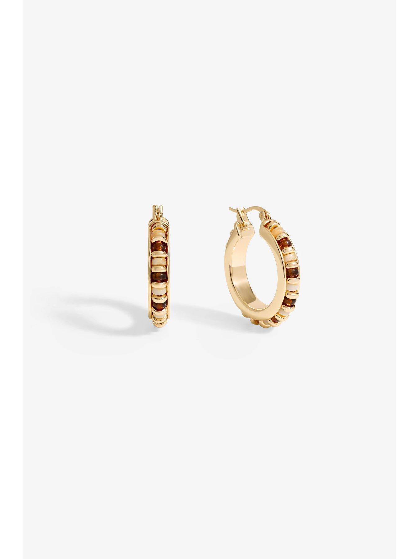  image of mood-gold-neutral-bead-hoop-earrings