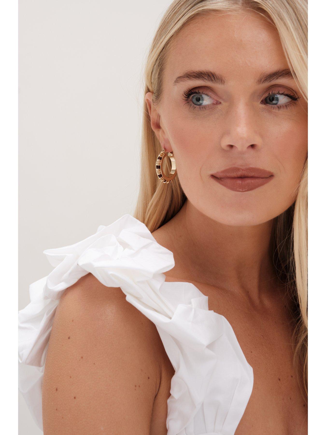  image of mood-gold-neutral-bead-hoop-earrings