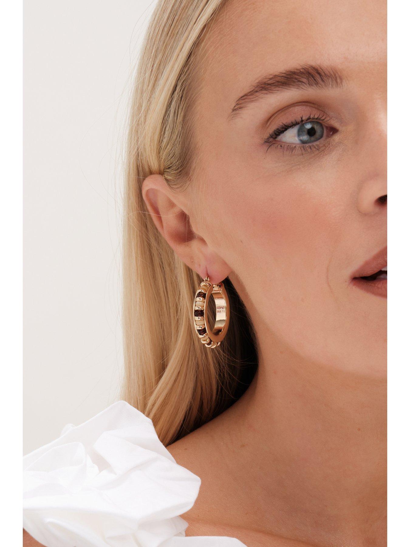  image of mood-gold-neutral-bead-hoop-earrings