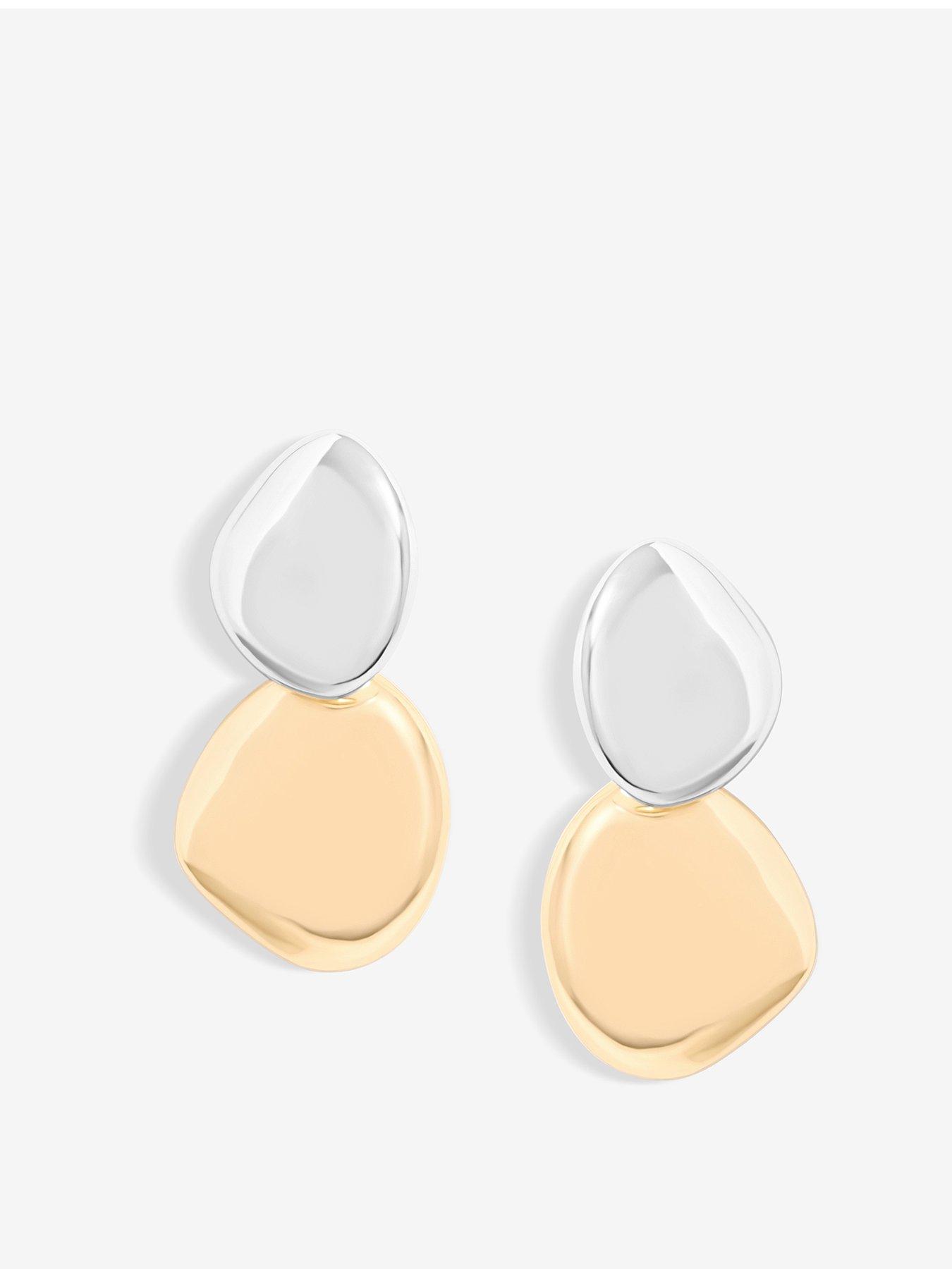mood-two-tone-polished-pebble-drop-earrings