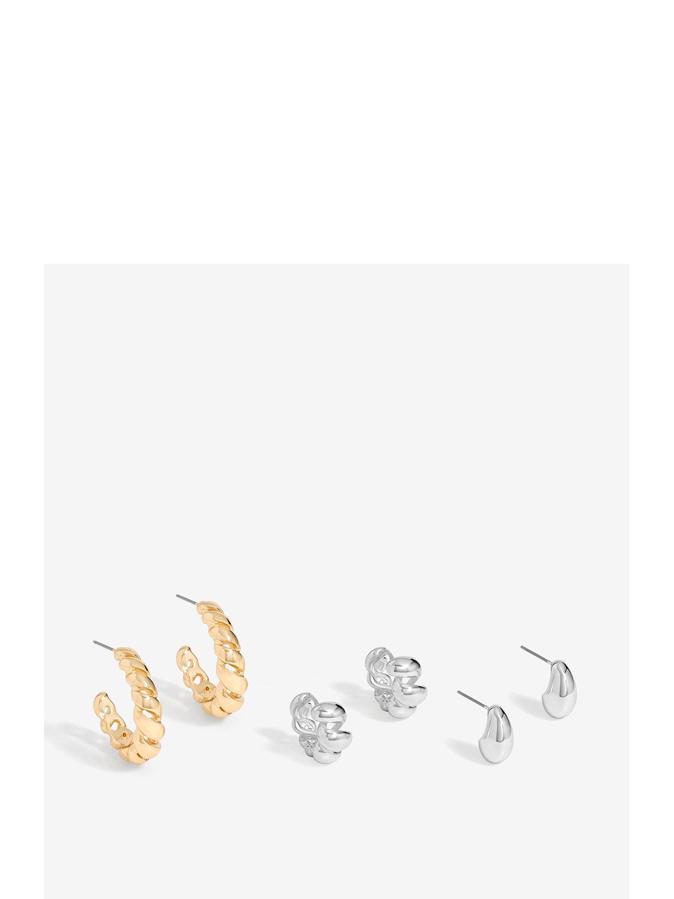 undefined Two Tone Polished Twist Hoop Earrings - Pack Of 3
