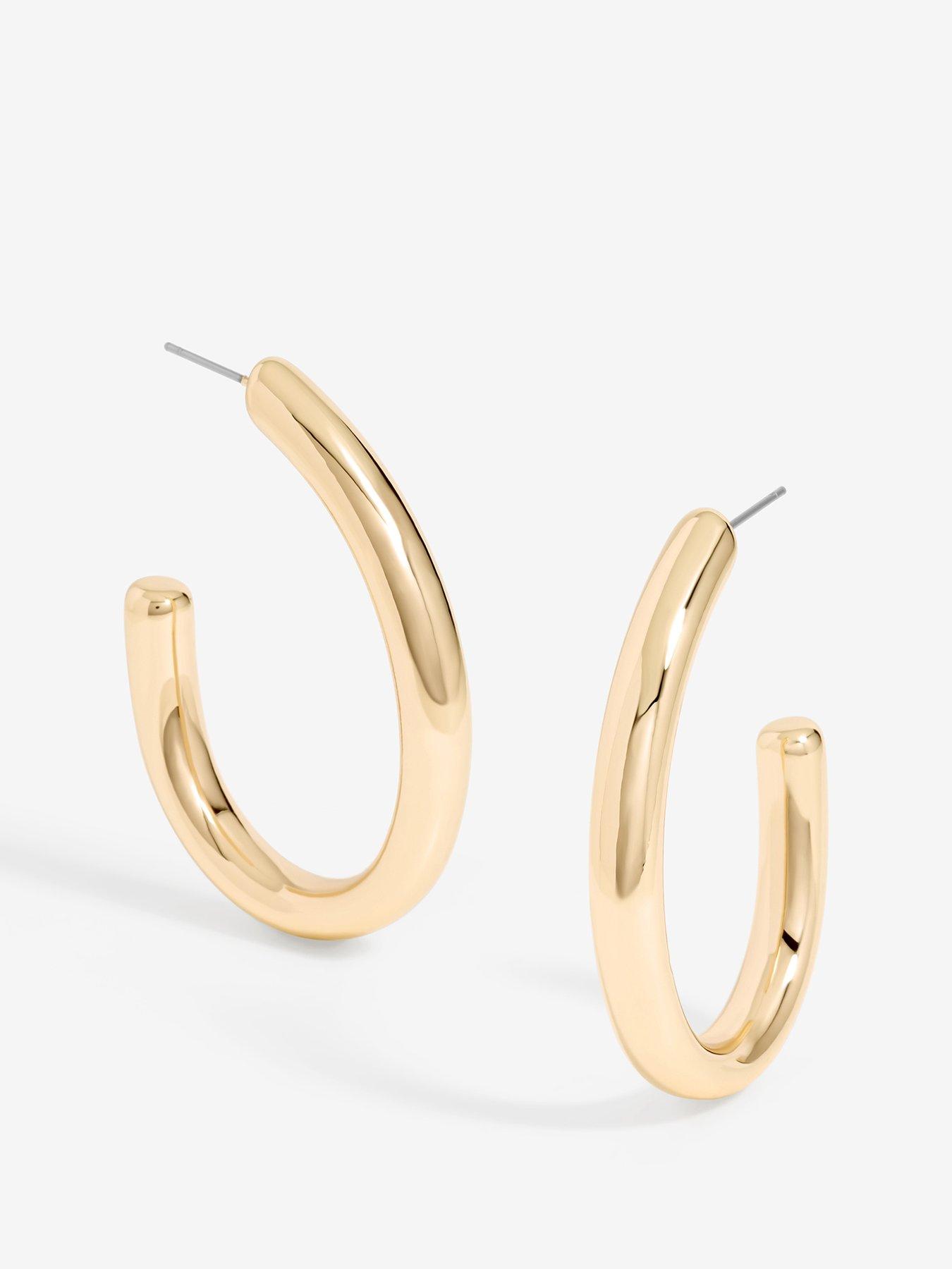 undefined Gold Polished Simple Large Hoop Earrings