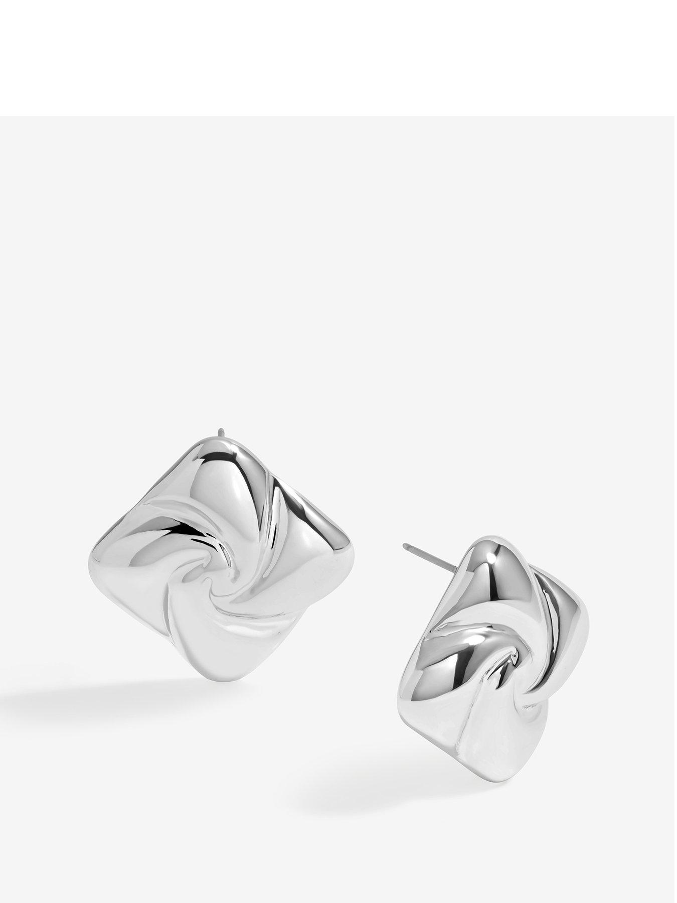 mood-silver-polished-twist-statement-stud-earrings