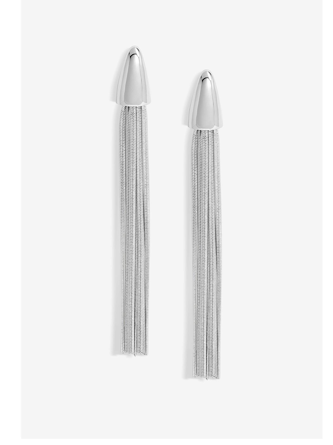 mood-silver-polished-dome-statement-chain-earrings