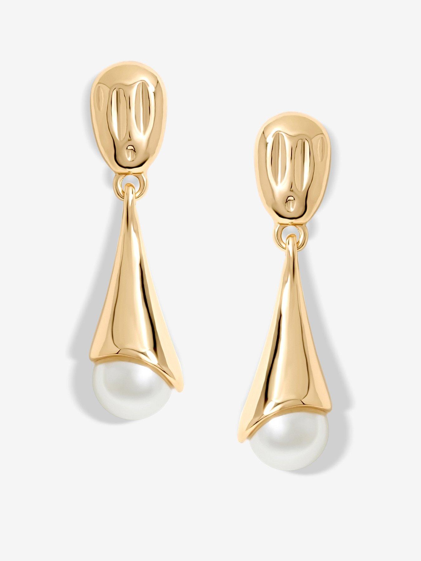  image of mood-gold-molten-top-pearl-drop-earrings