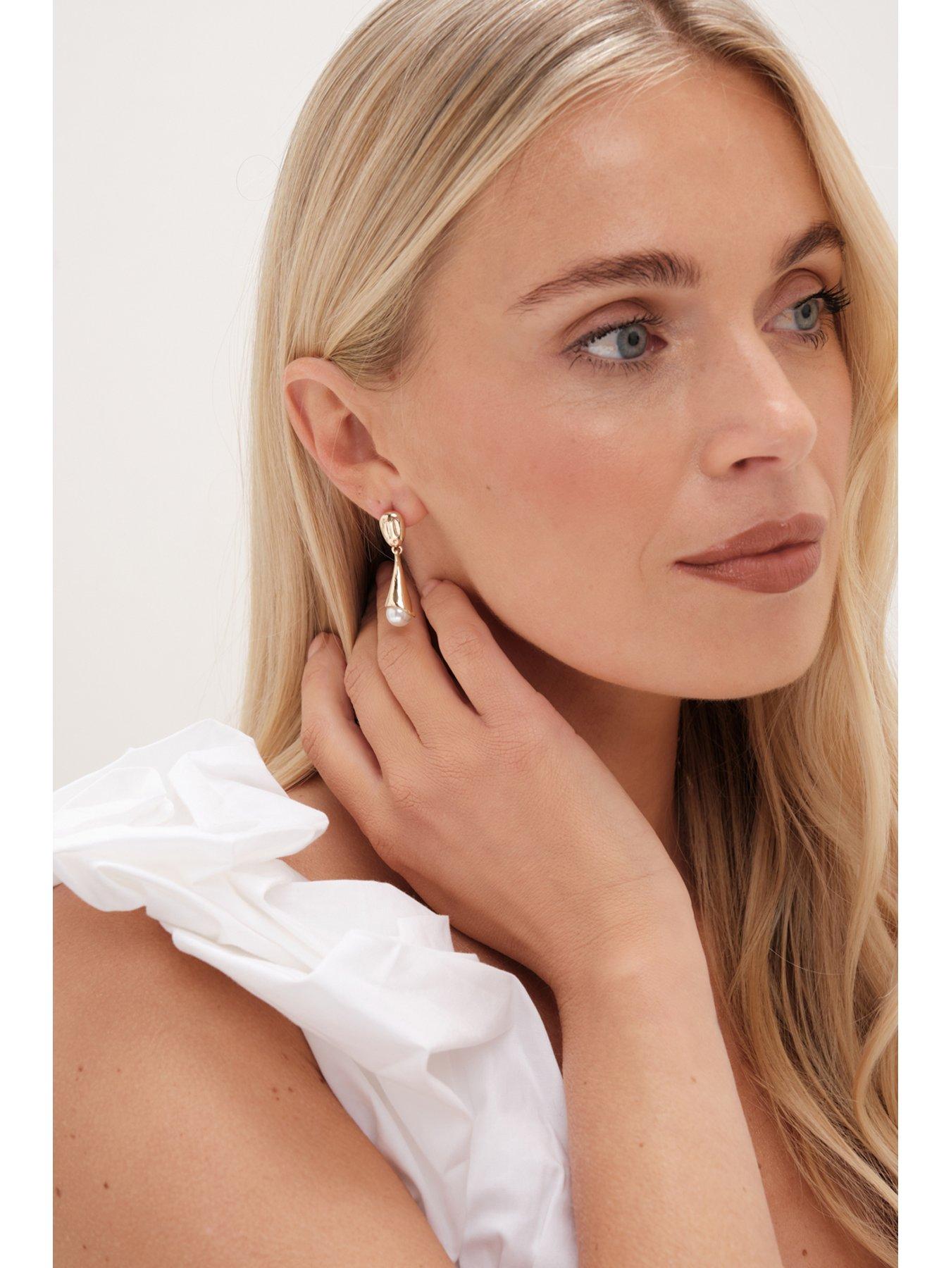  image of mood-gold-molten-top-pearl-drop-earrings