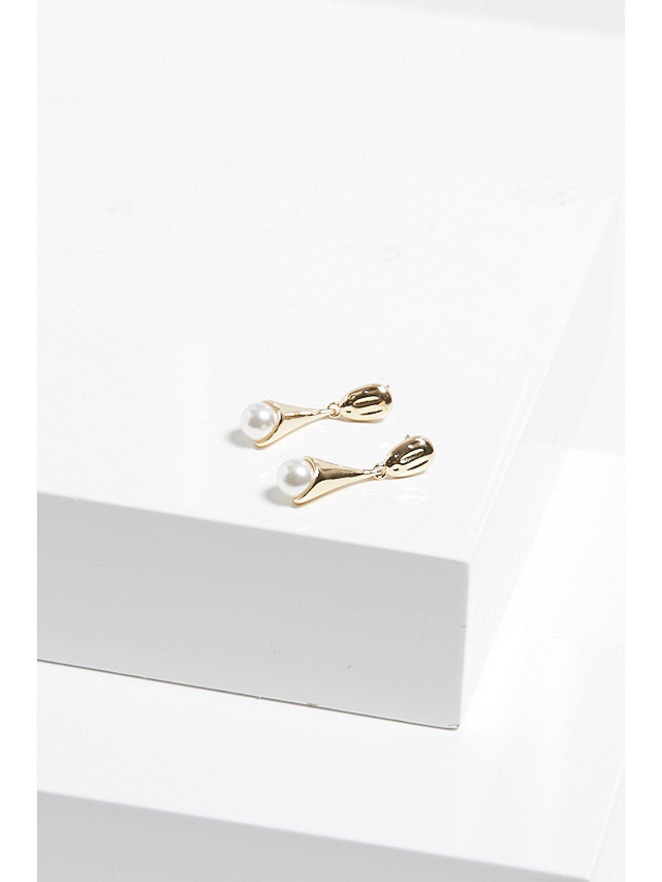  image of mood-gold-molten-top-pearl-drop-earrings