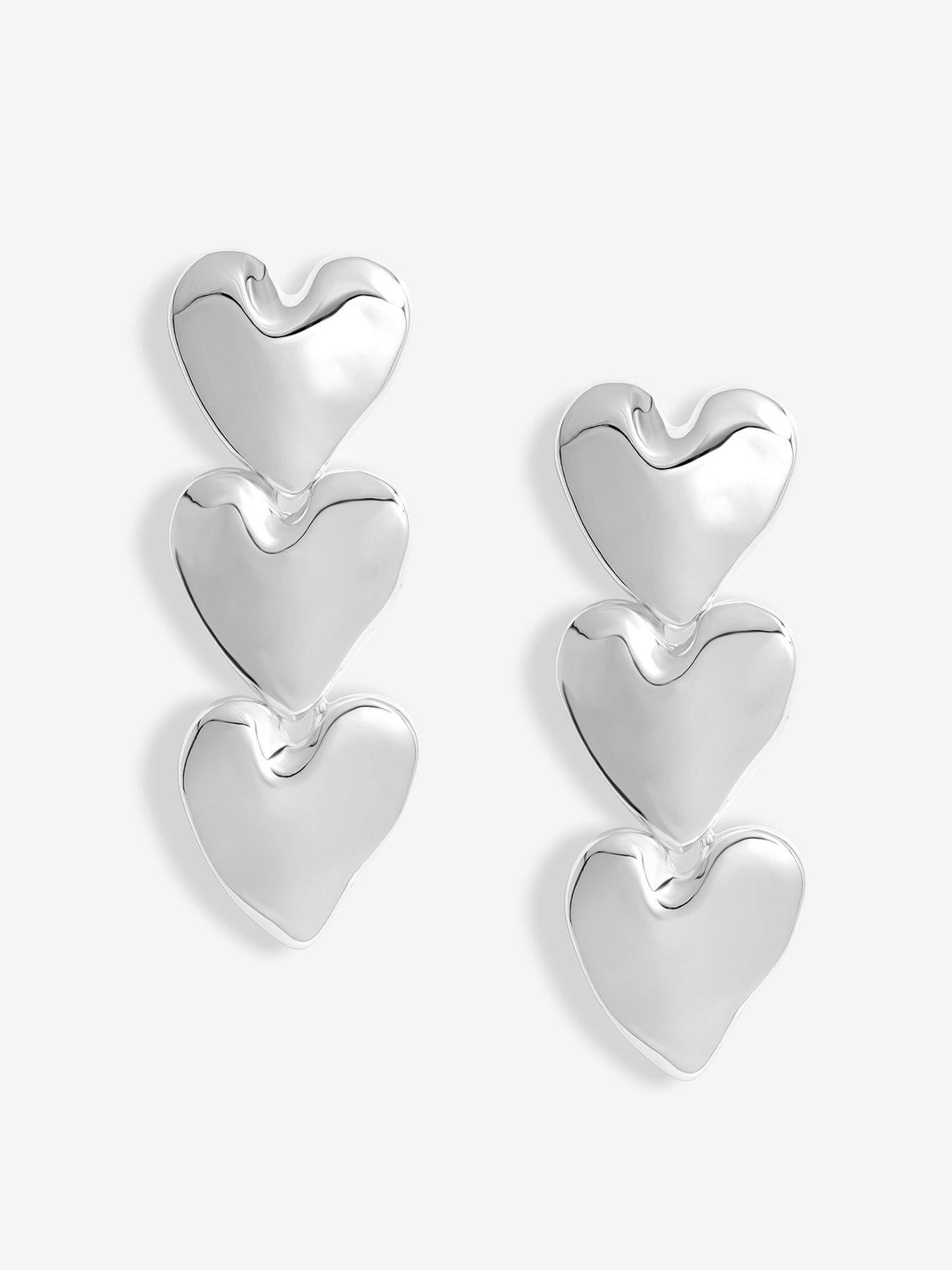 mood-silver-polished-molten-heart-triple-drop-earrings
