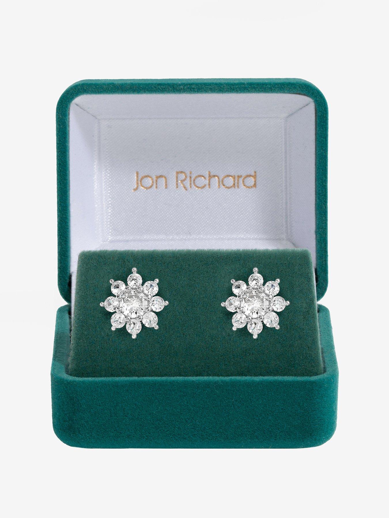 undefined Rhodium Plated Cubic Zirconia Crystal Flower Stud earrings - Gift Boxed