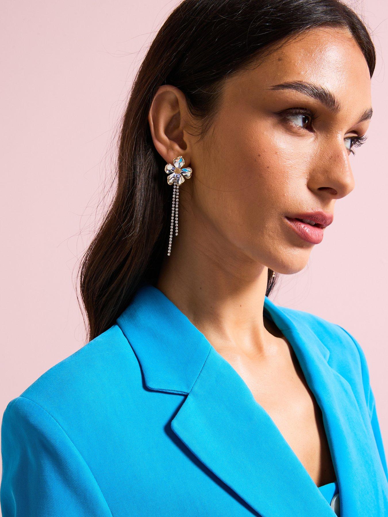  image of mood-two-tone-flower-cupchain-drop-earrings