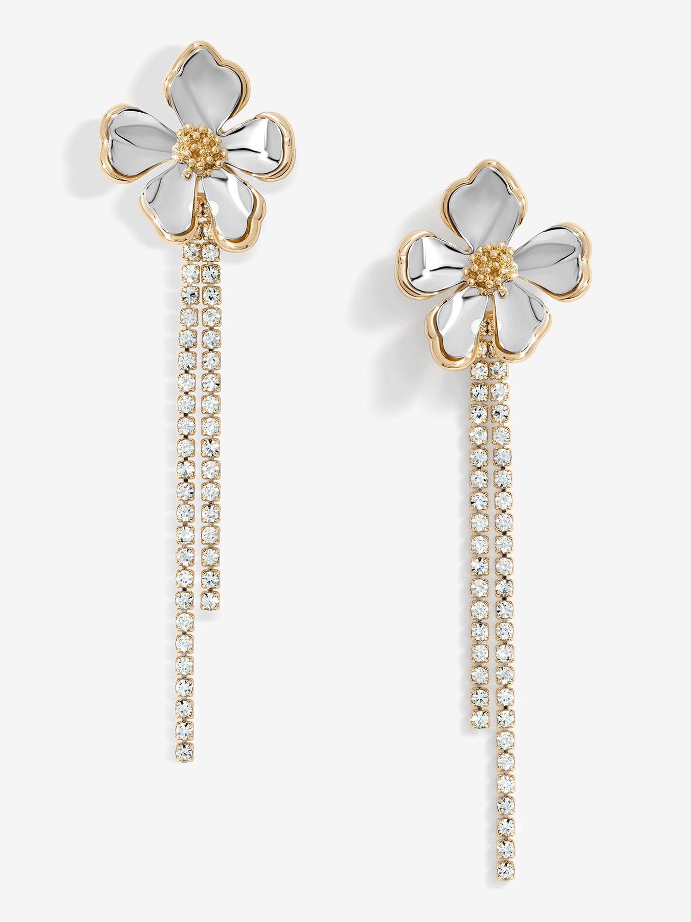  image of mood-two-tone-flower-cupchain-drop-earrings