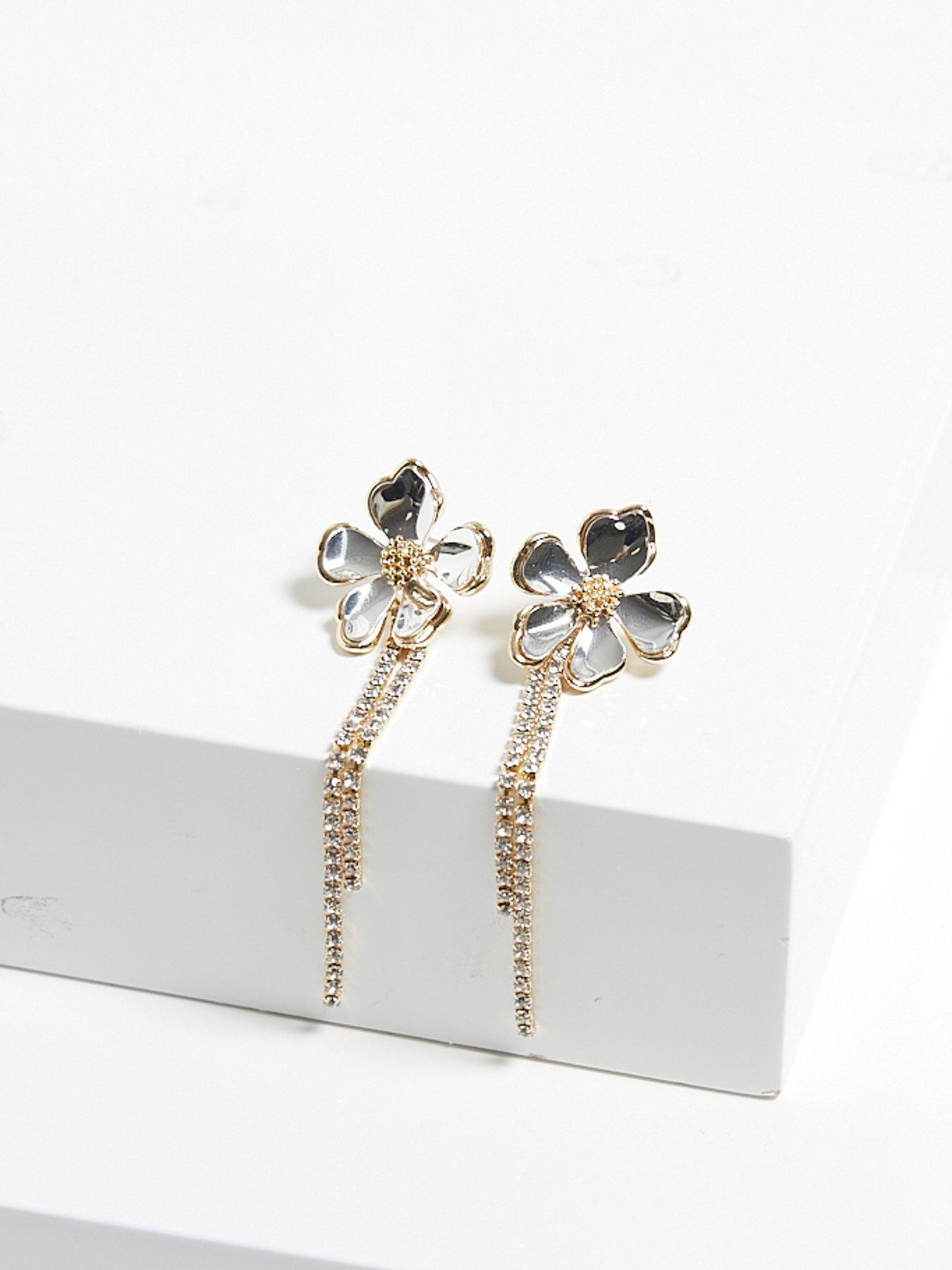  image of mood-two-tone-flower-cupchain-drop-earrings