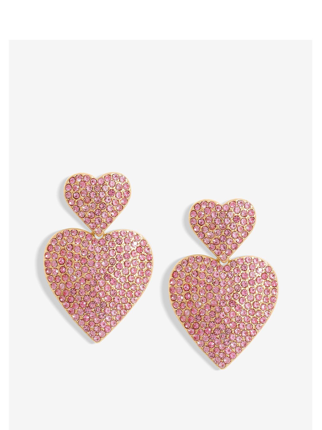  image of mood-gold-pink-double-heart-drop-earrings