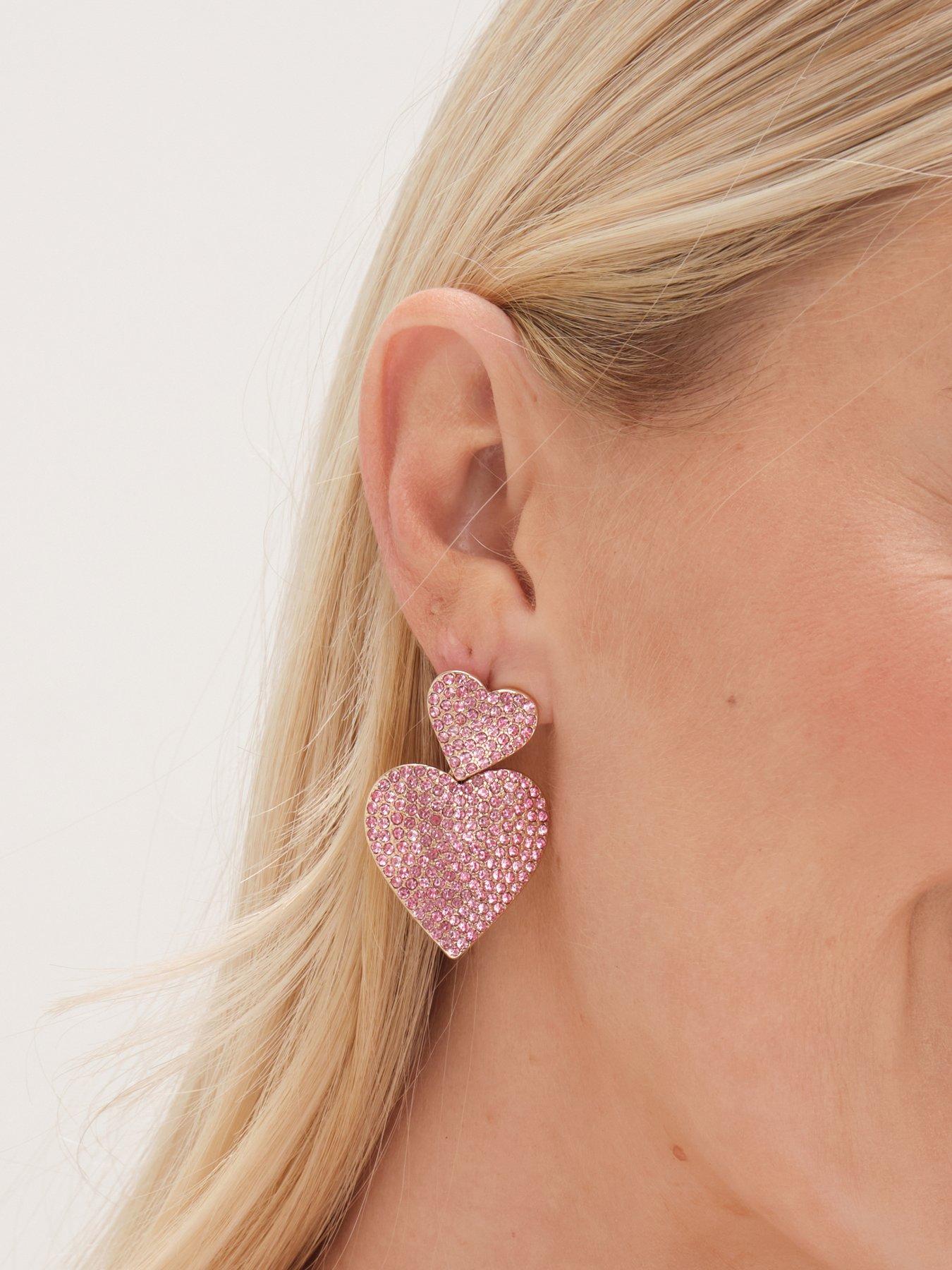  image of mood-gold-pink-double-heart-drop-earrings