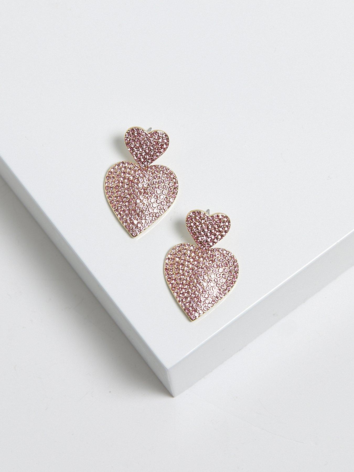 image of mood-gold-pink-double-heart-drop-earrings