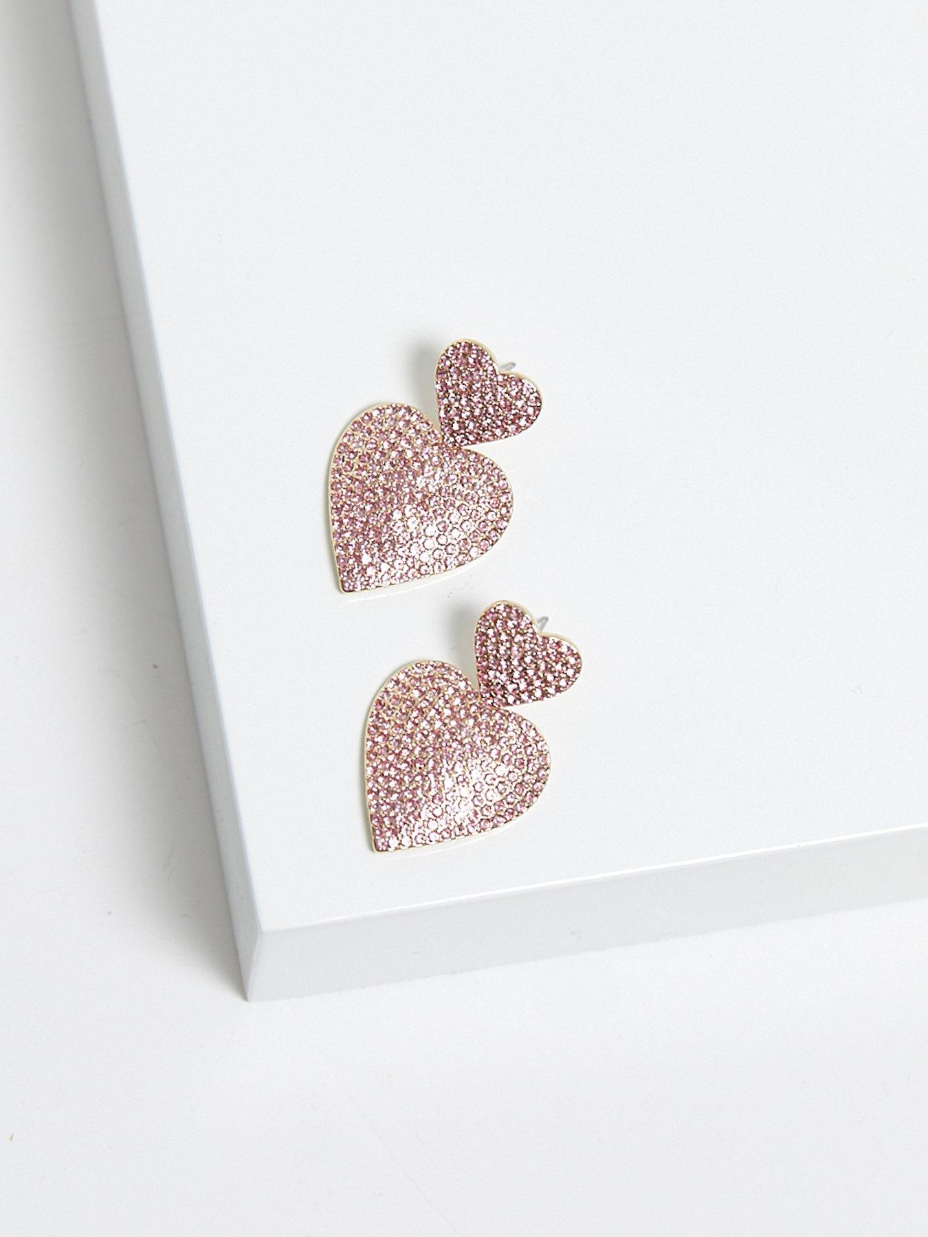  image of mood-gold-pink-double-heart-drop-earrings
