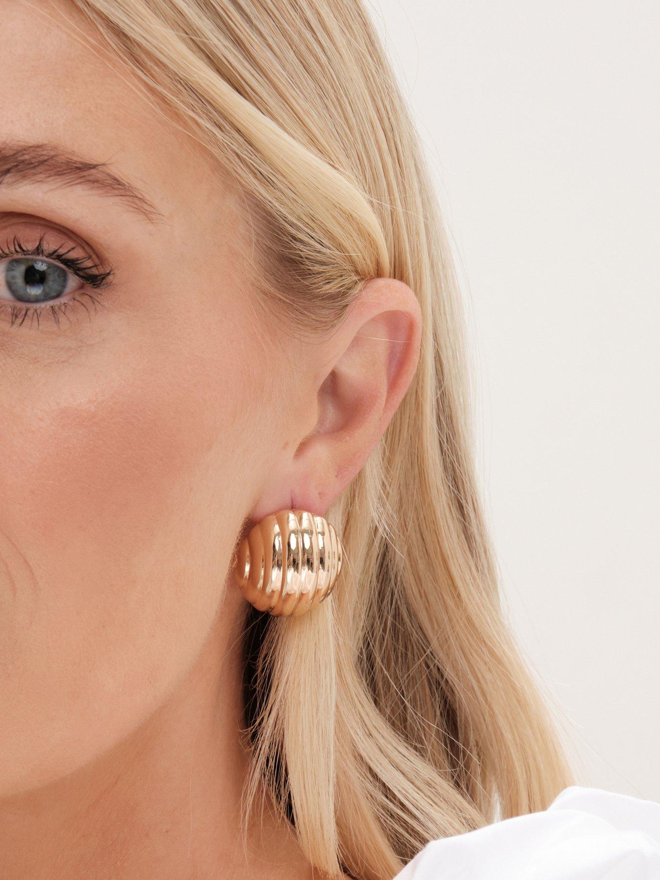  image of mood-gold-large-ridged-stud-earrings