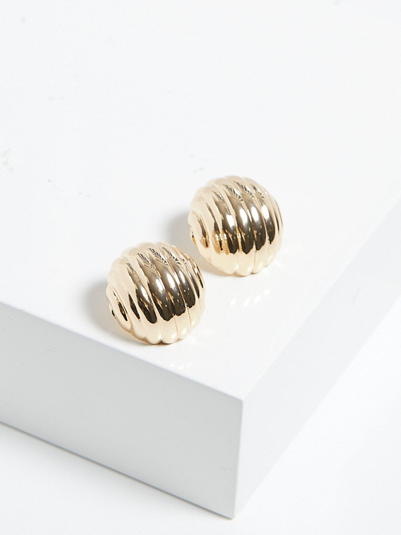  image of mood-gold-large-ridged-stud-earrings