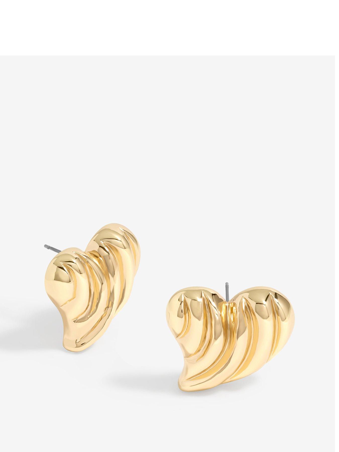  image of mood-gold-ridged-heart-stud-earrings