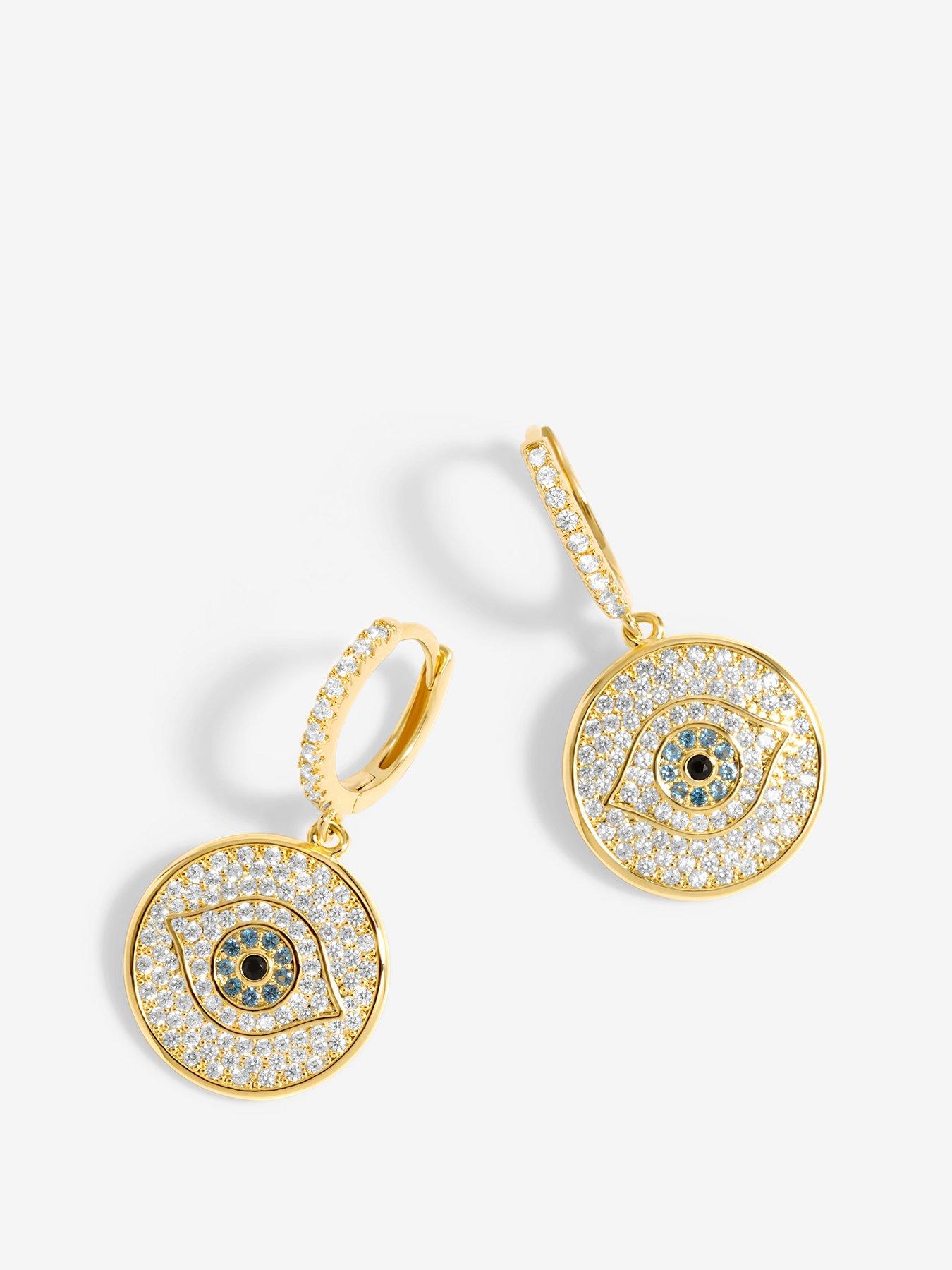 undefined Gold Plated Evil Eye Huggie Earrings - Gift Pouch