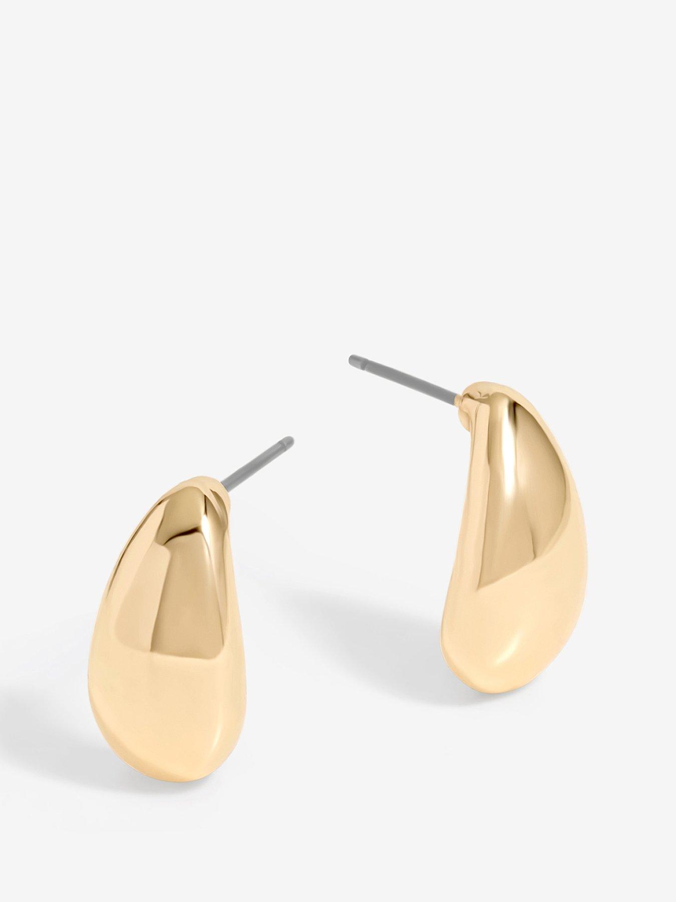 undefined Gold Plated Polished Teardrop Earrings - Gift Pouch