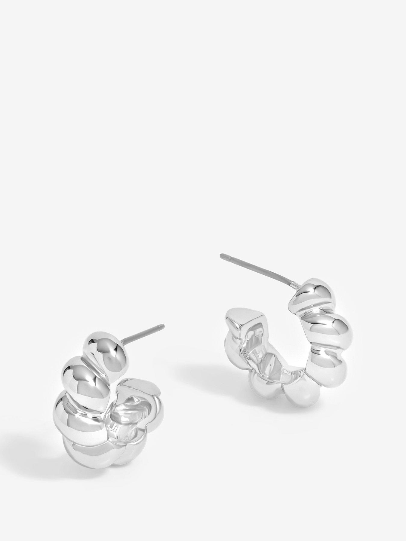 Inicio Silver Plated Twisted Polished Hoops - Gift Pouch