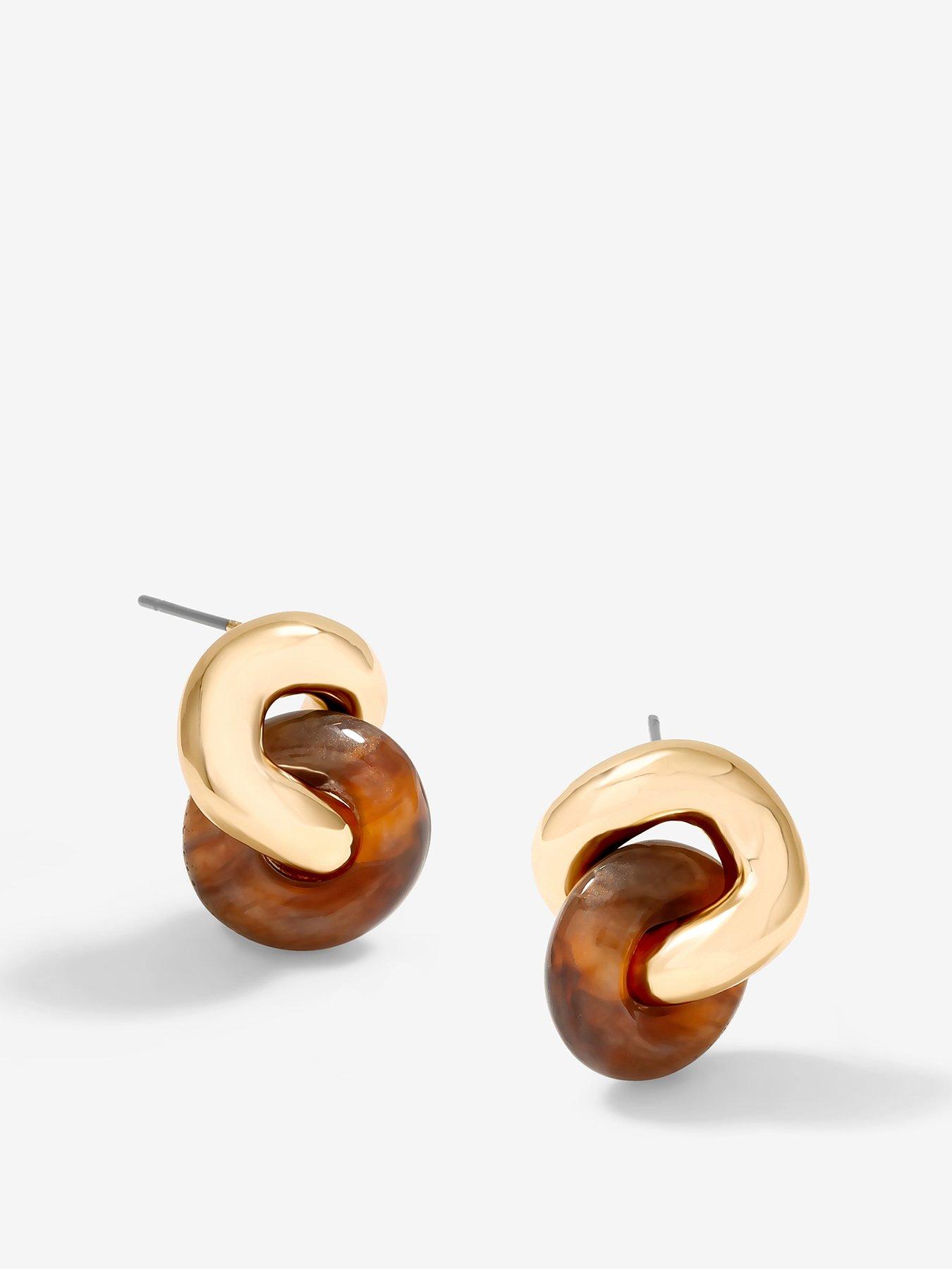 jon-richard-gold-plated-polished-and-resin-knot-stud-earrings