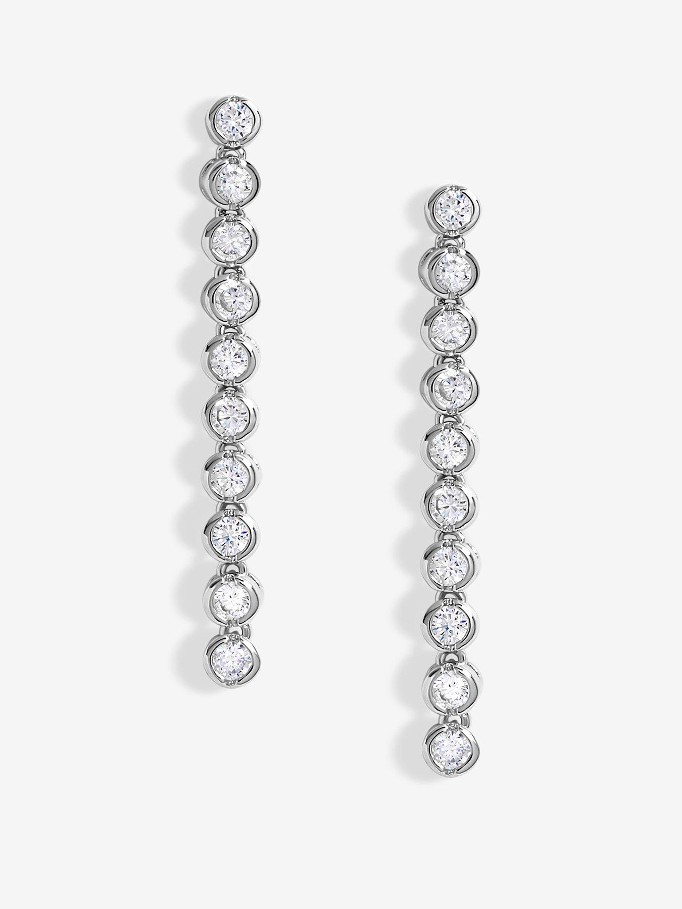 undefined Rhodium Plated Cubic Zirconia Tennis earrings
