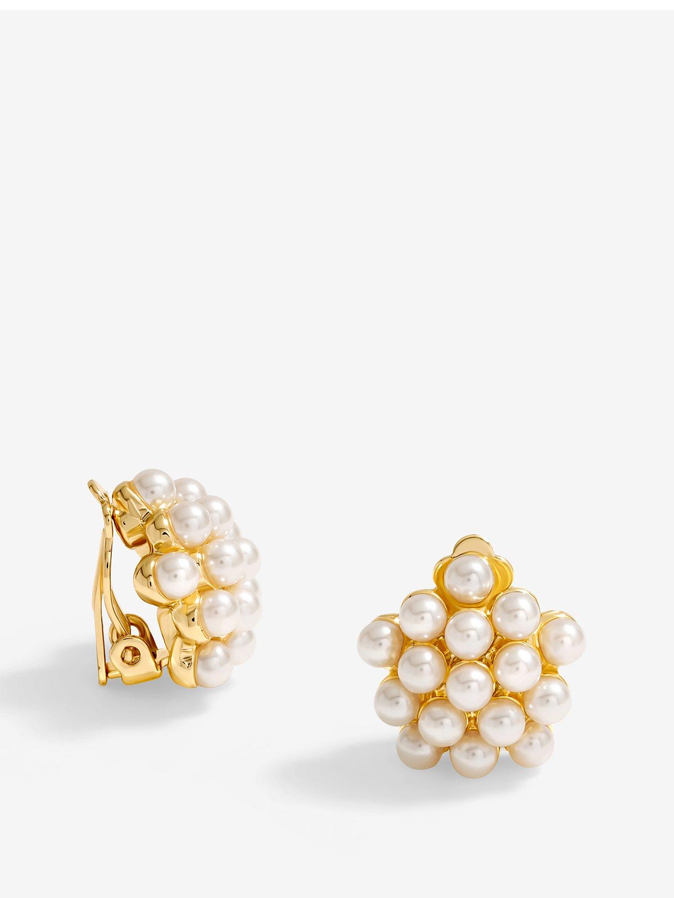undefined Gold Plated Clustered Pearl earrings