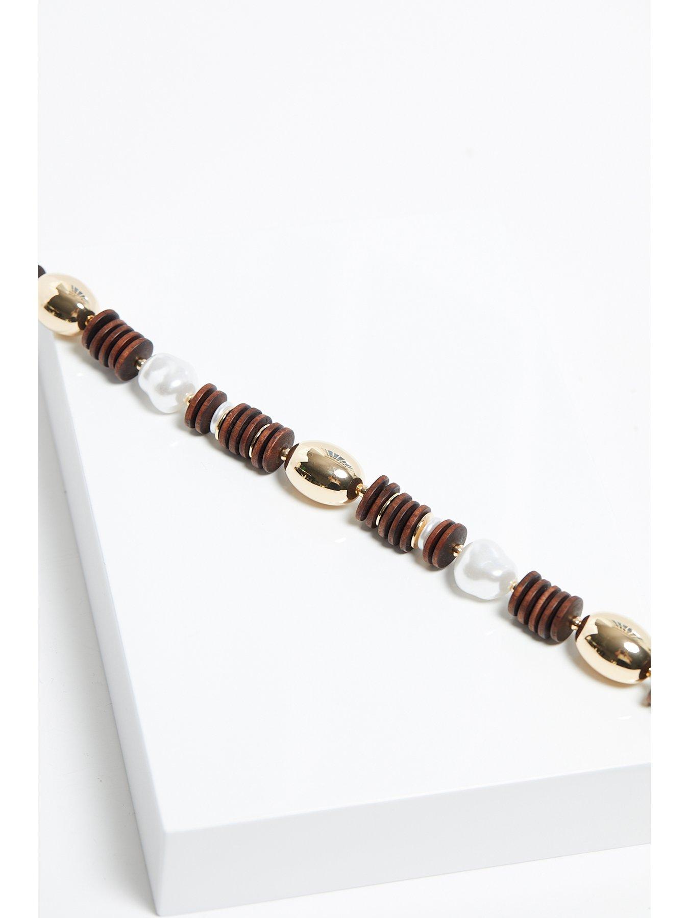  image of mood-gold-wood-and-pearl-stacker-statement-necklace