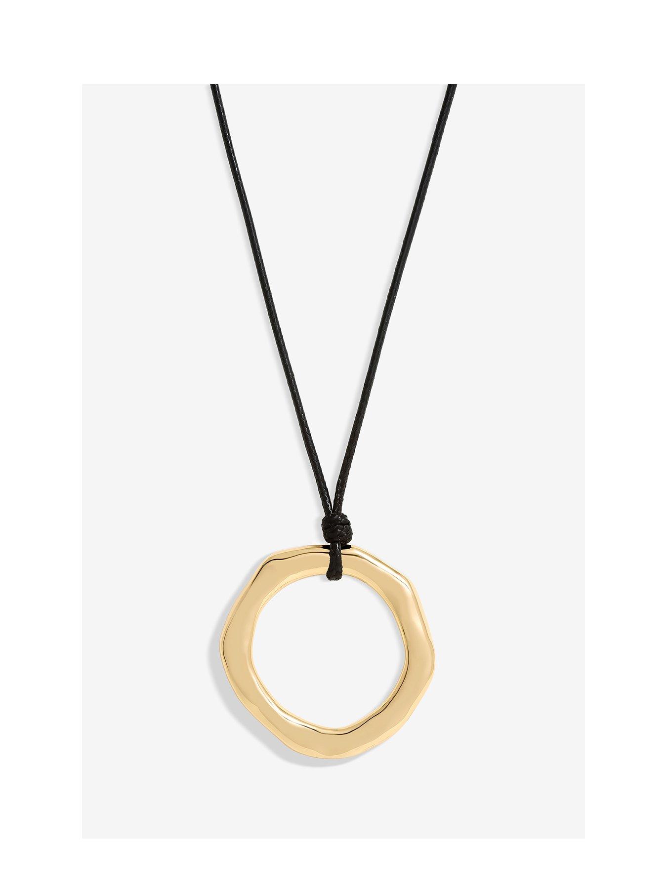  image of mood-gold-polished-molten-ring-cord-pendant-necklace