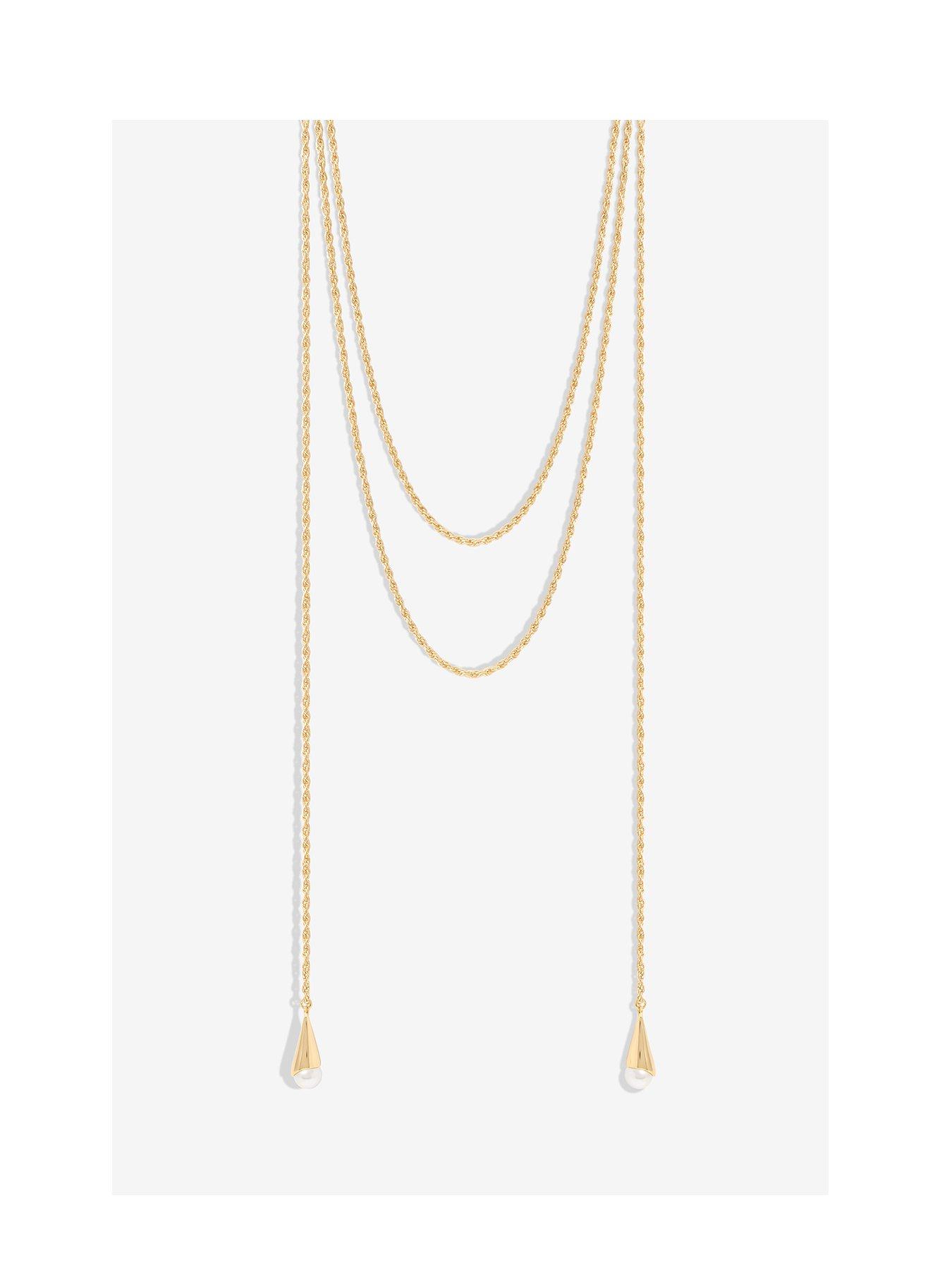 undefined Gold Pearl multirow Rope Necklace