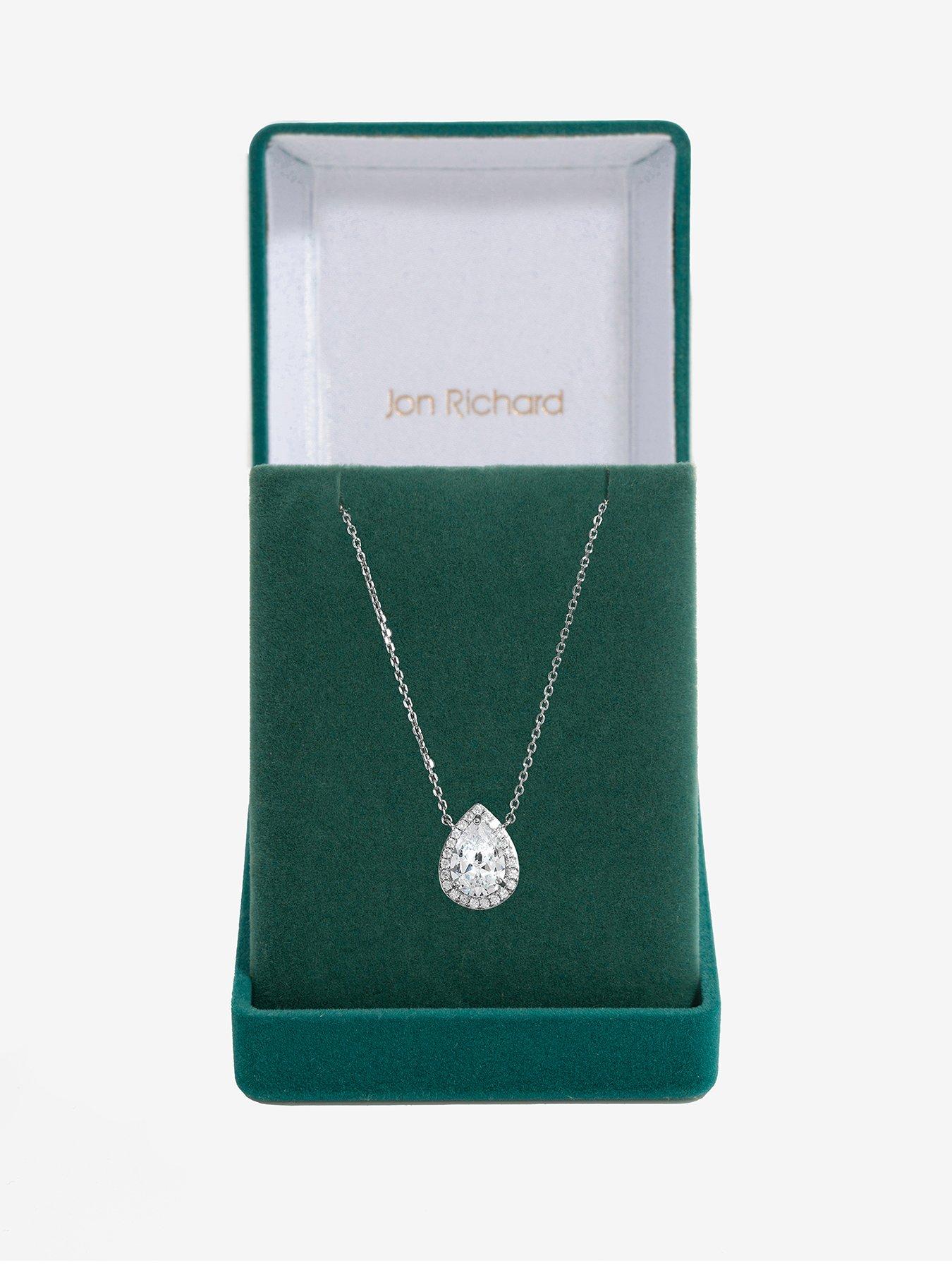 undefined Rhodium Plated Cubic Zirconia Crystal Peardrop Pendant - Gift Boxed