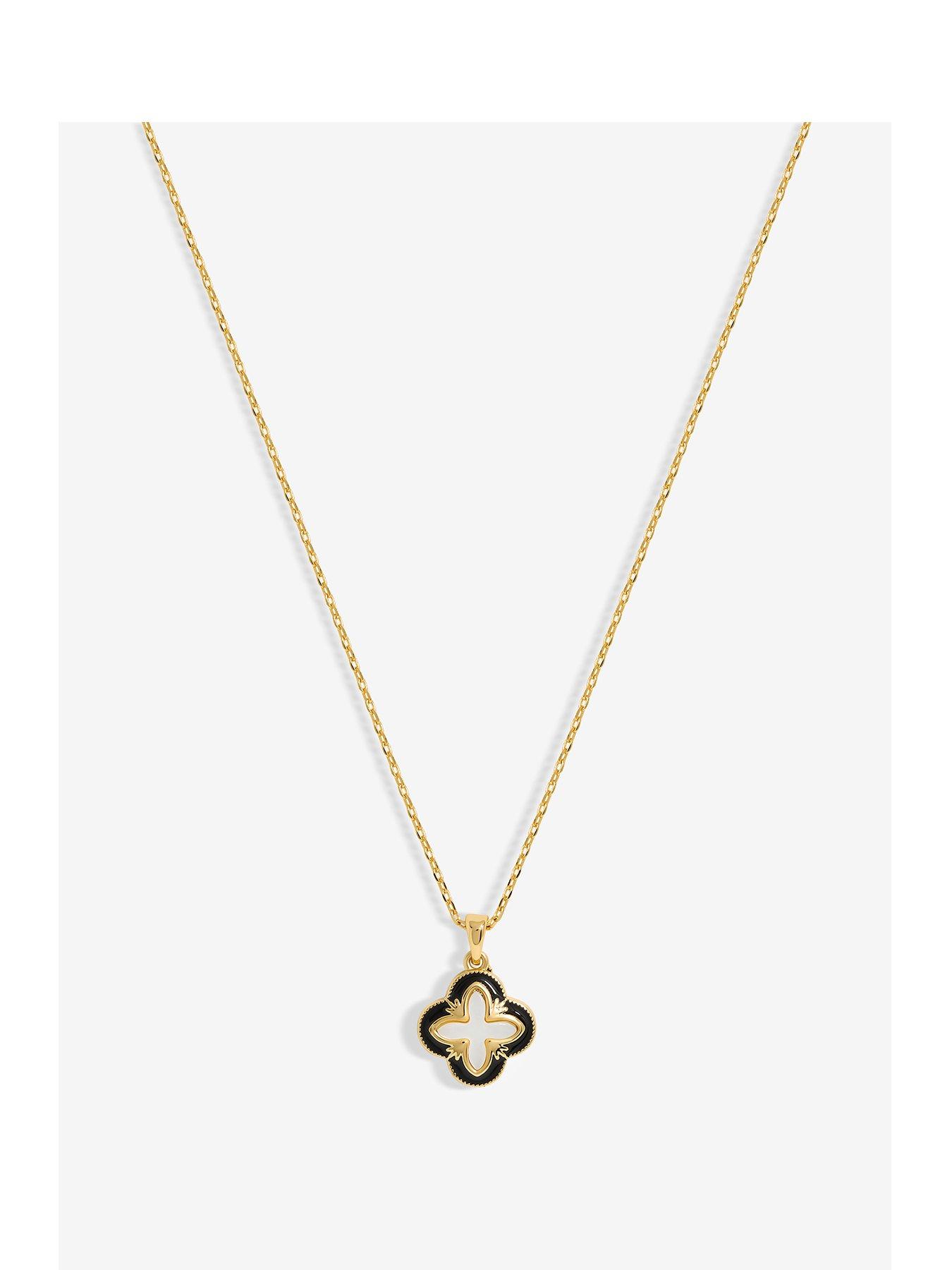 inicio-gold-plated-jet-enamel-and-mother-of-pearl-clover-pendant-gift-pouch