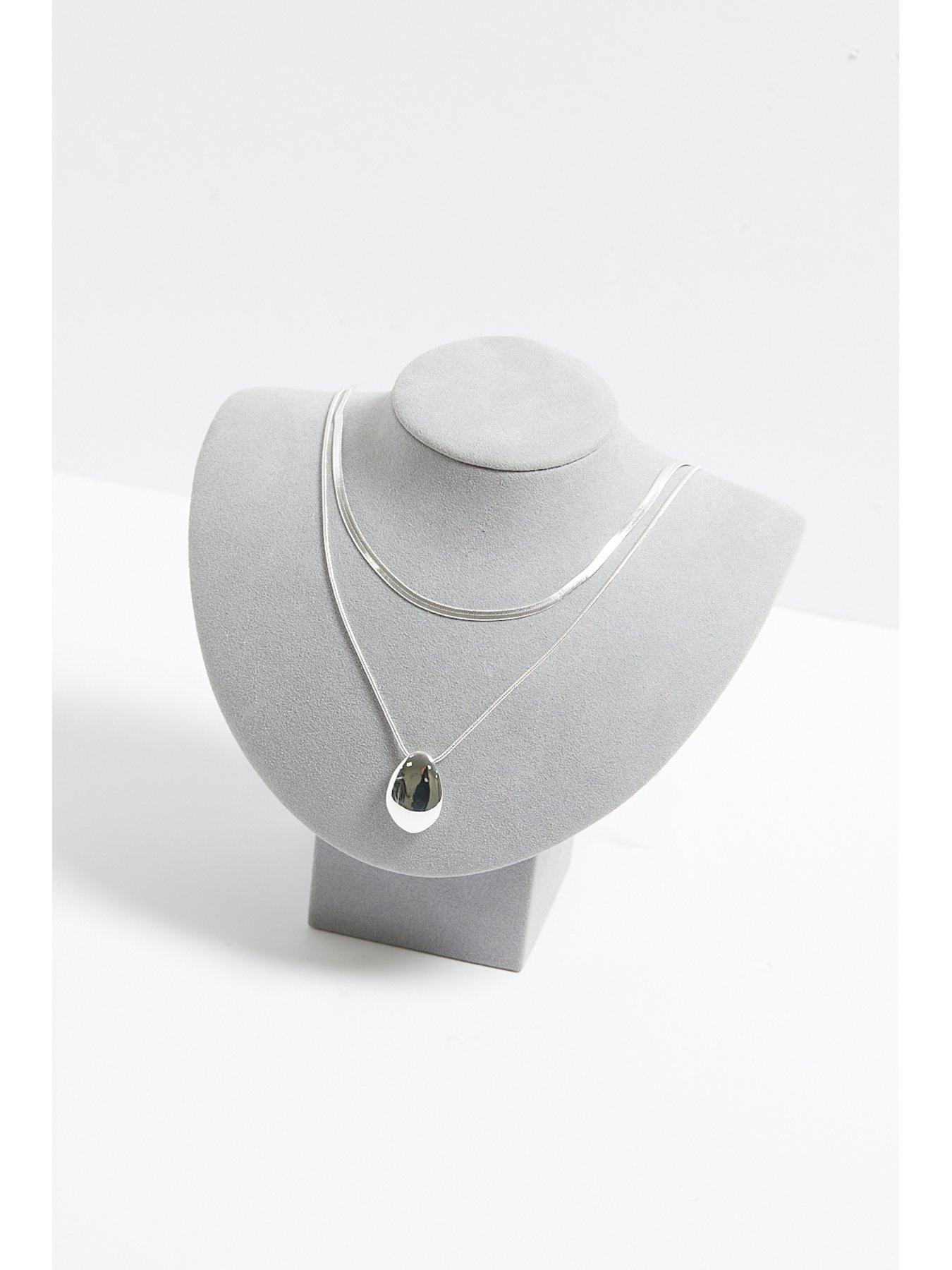  image of inicio-silver-plated-molten-double-row-pendant-gift-pouch